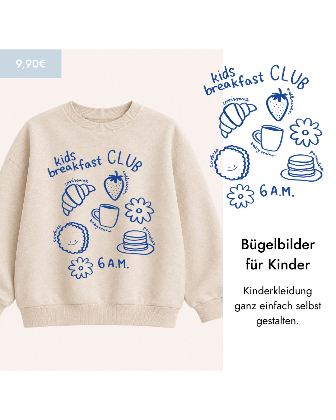 Großes Bügelbild Kids Breakfast Club