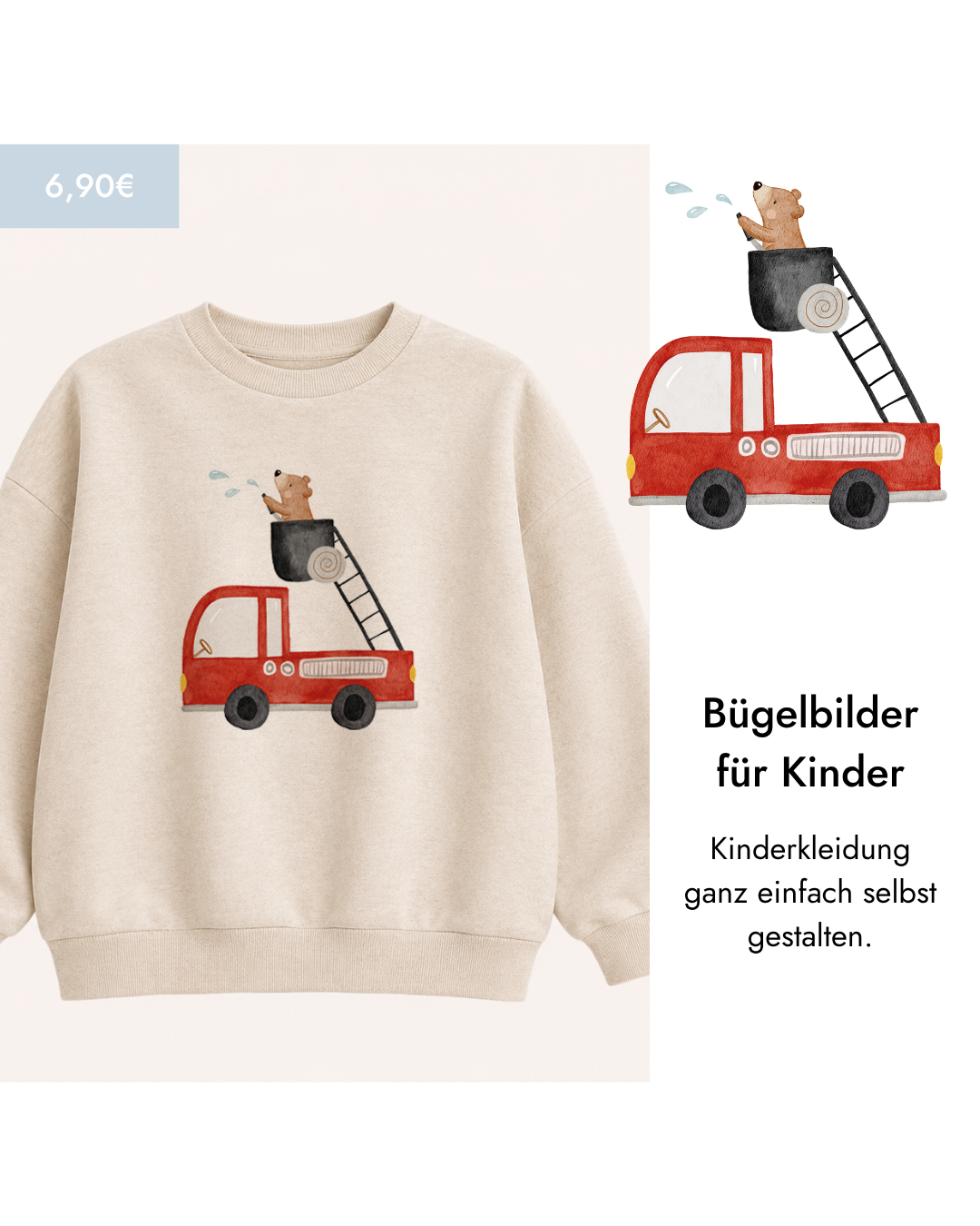 Hej Hanni Bügelbild Feuerwehrbär