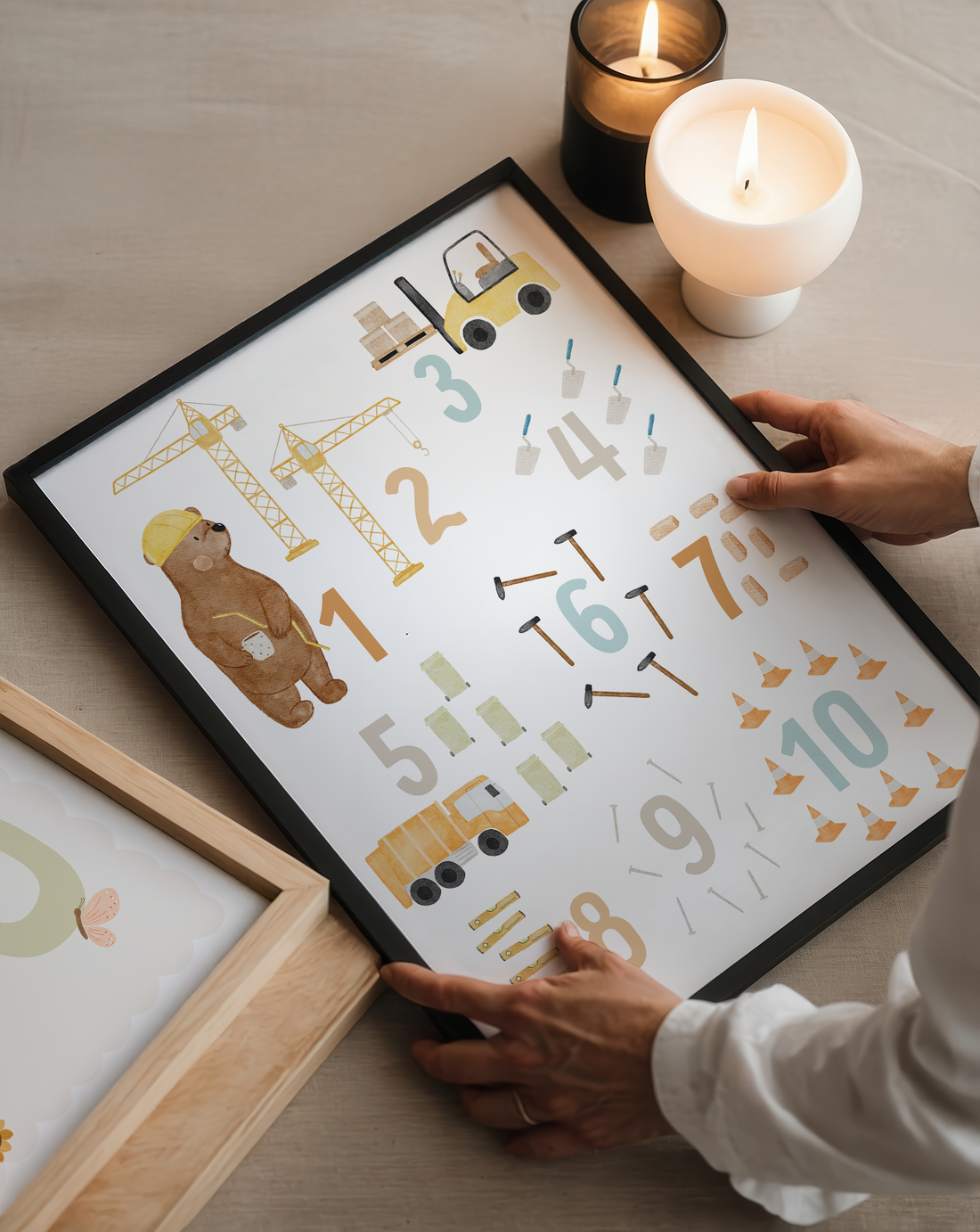 Kinderposter Zahlen Fahrzeuge inkl. Rahmen