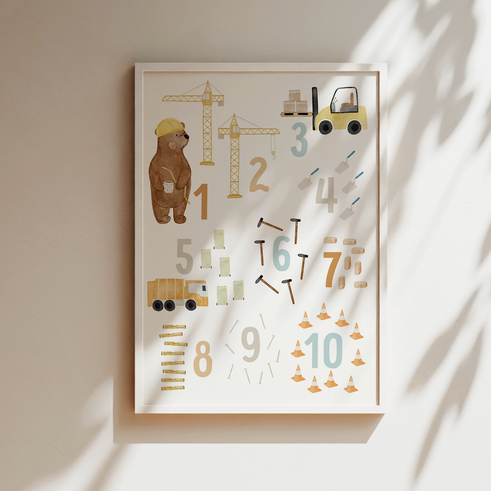 Kinderposter Zahlen Fahrzeuge inkl. Rahmen