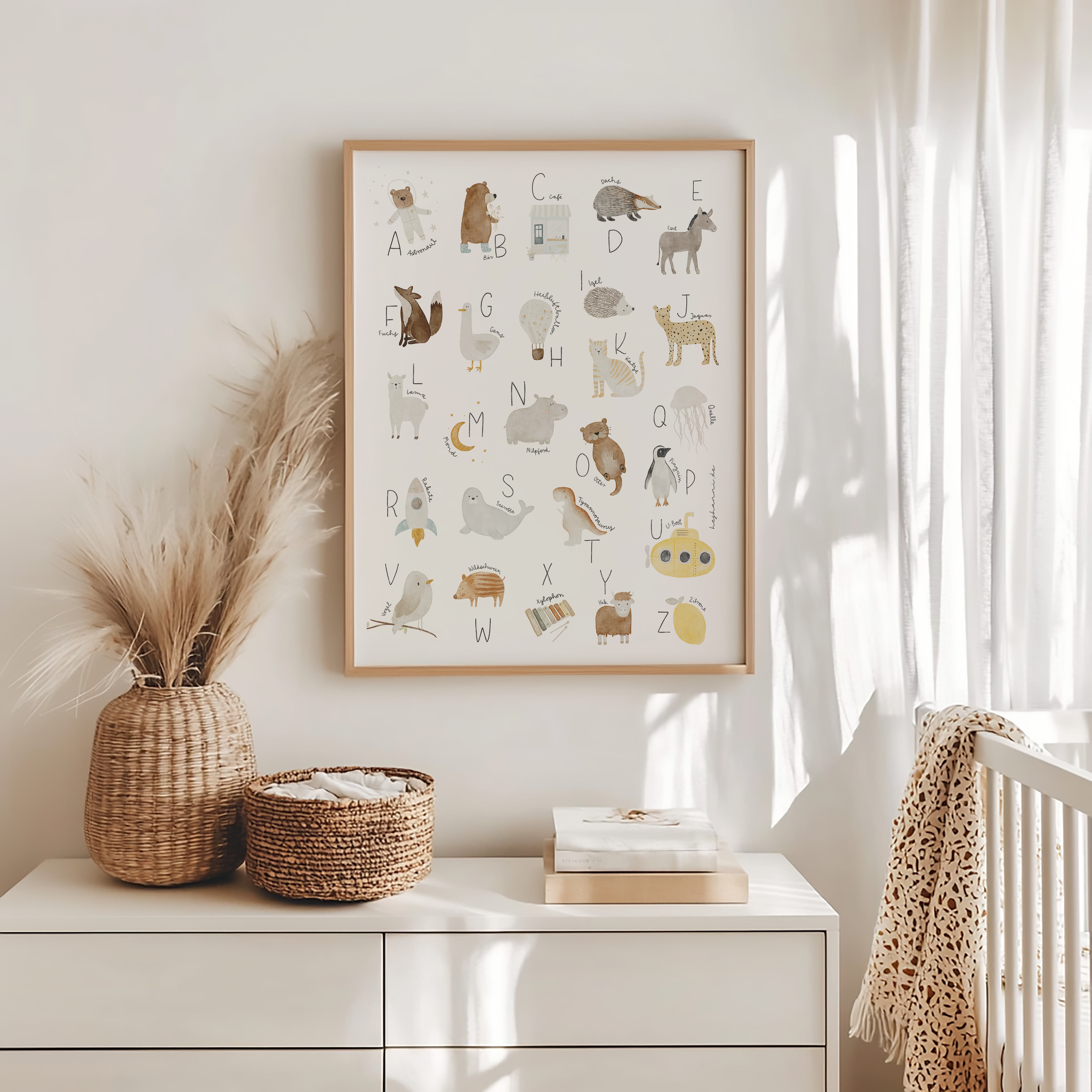 Kinderposter Alphabet Tiere ABC inkl. Rahmen