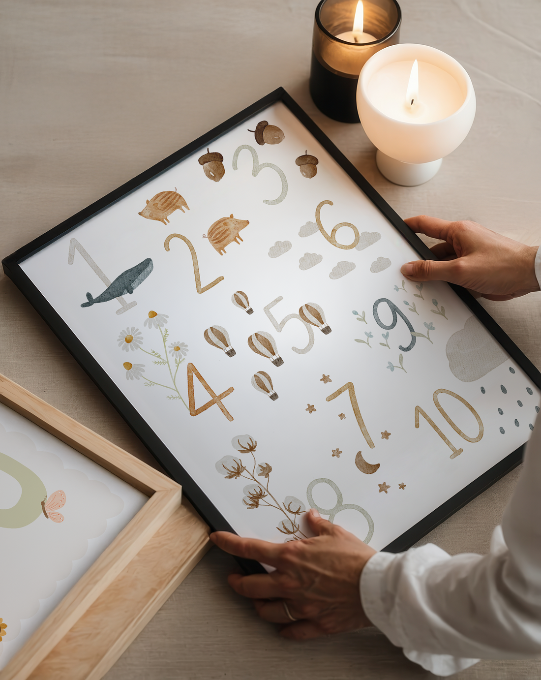 Kinderposter Zahlen Tiere inkl. Rahmen