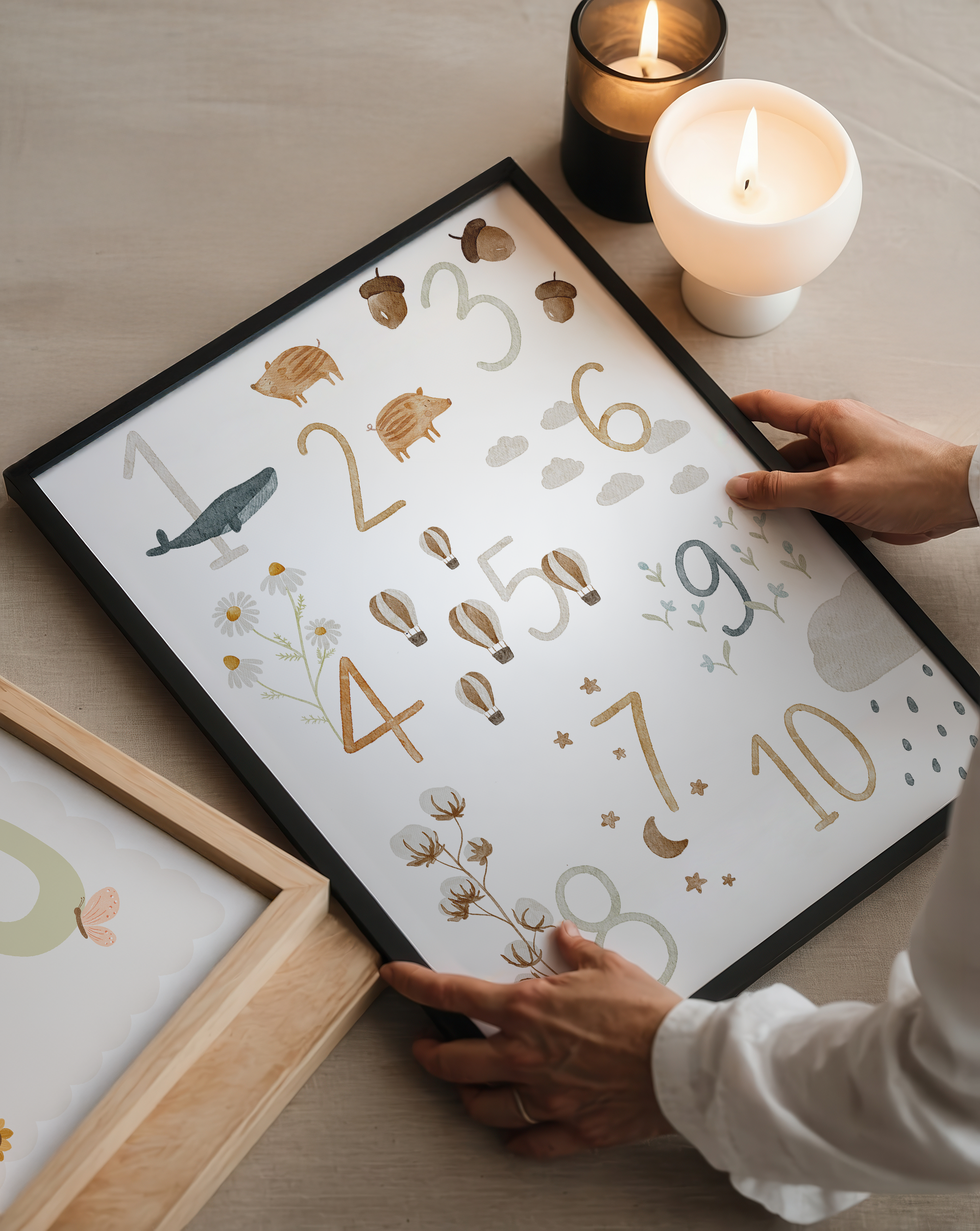 Kinderposter Zahlen Tiere inkl. Rahmen