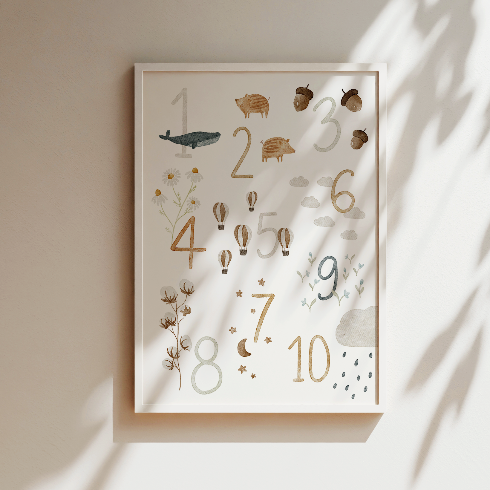 Kinderposter Zahlen Tiere inkl. Rahmen