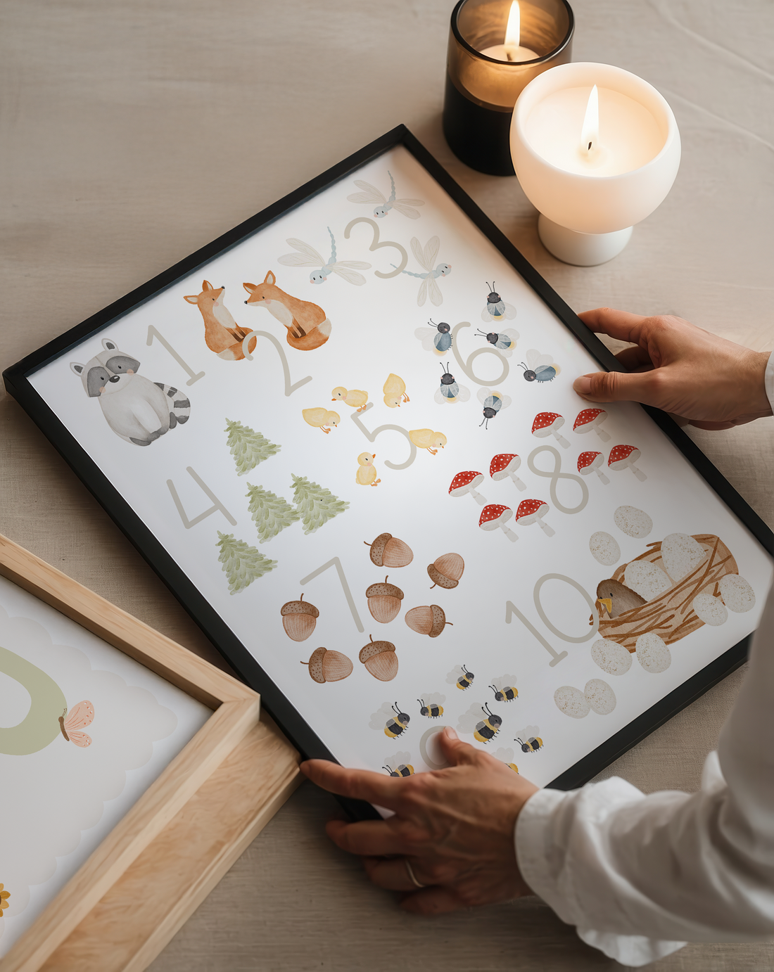 Kinderposter Zahlen Wald inkl. Rahmen