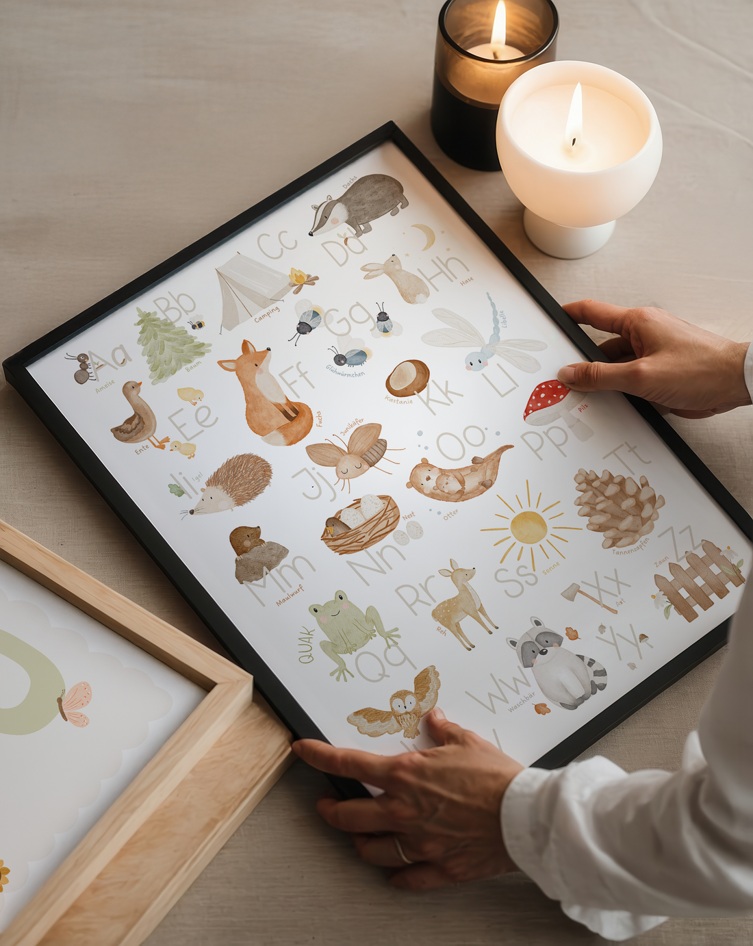 Kinderposter Alphabet Wald ABC inkl. Rahmen