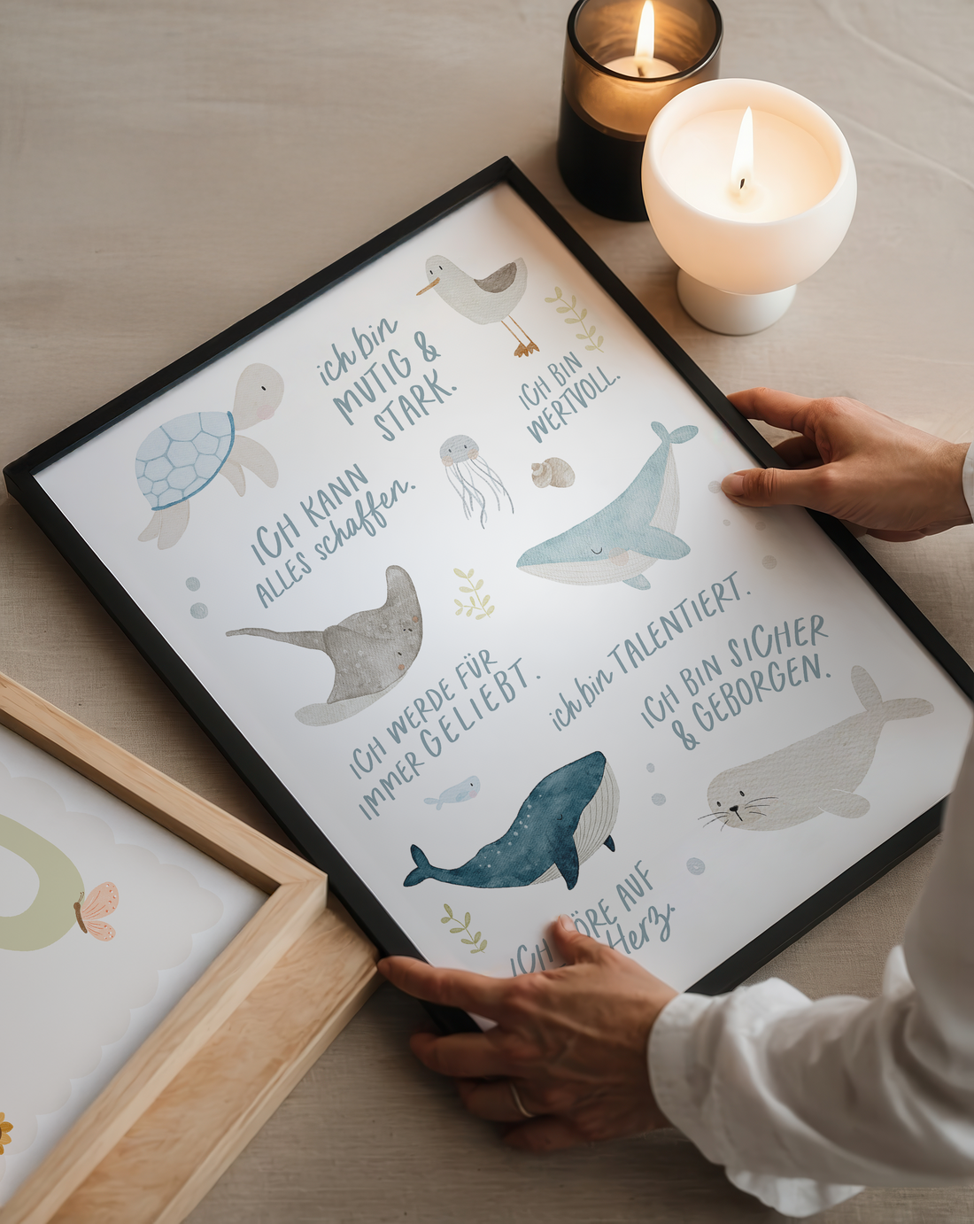 Kinderposter Affirmationen Meer inkl. Rahmen