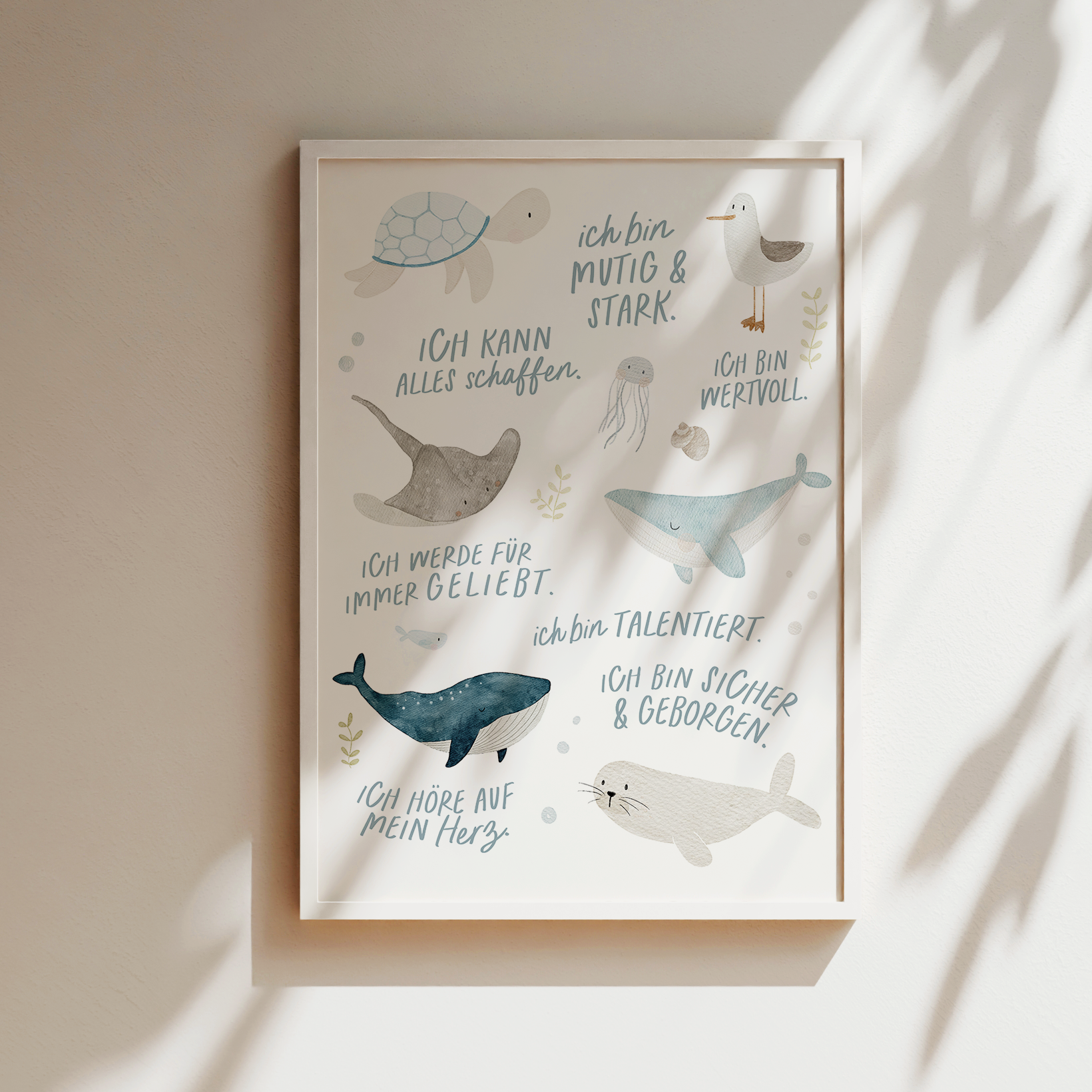 Kinderposter Affirmationen Meer inkl. Rahmen