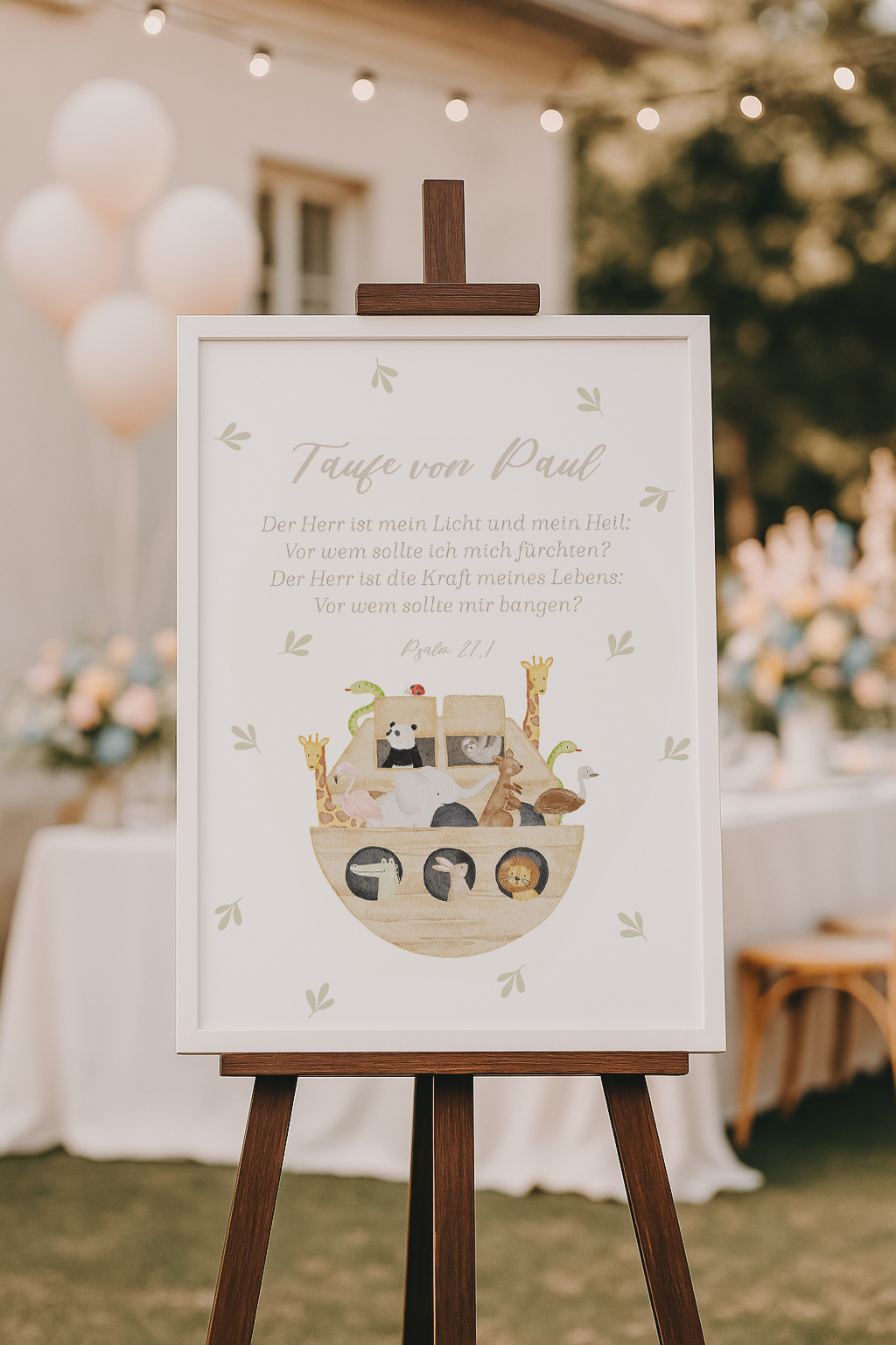 Poster Taufspruch Arche Noah inkl. Rahmen