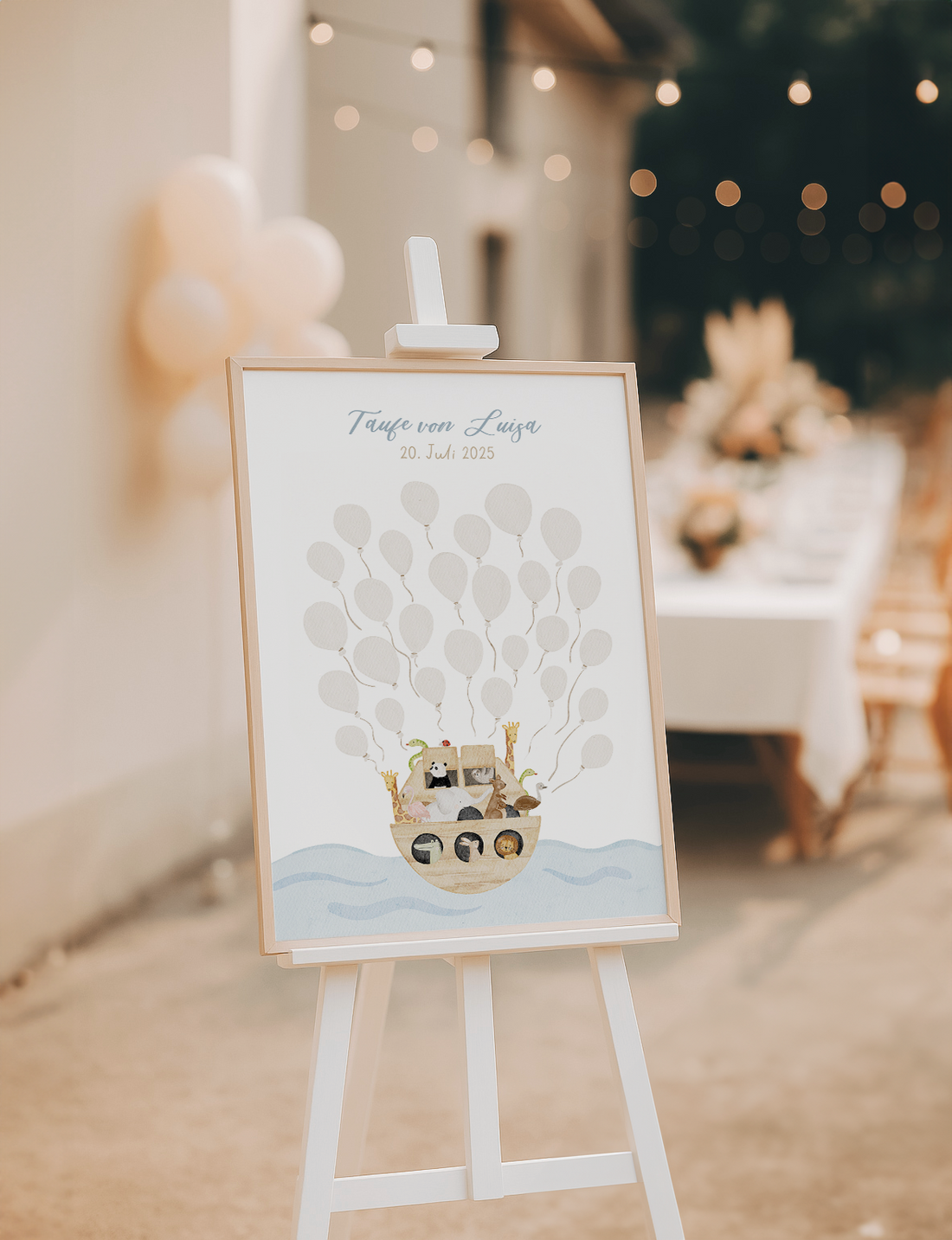 Gästeposter Arche Noah Fingerabdrücke personalisierbar inkl. Rahmen