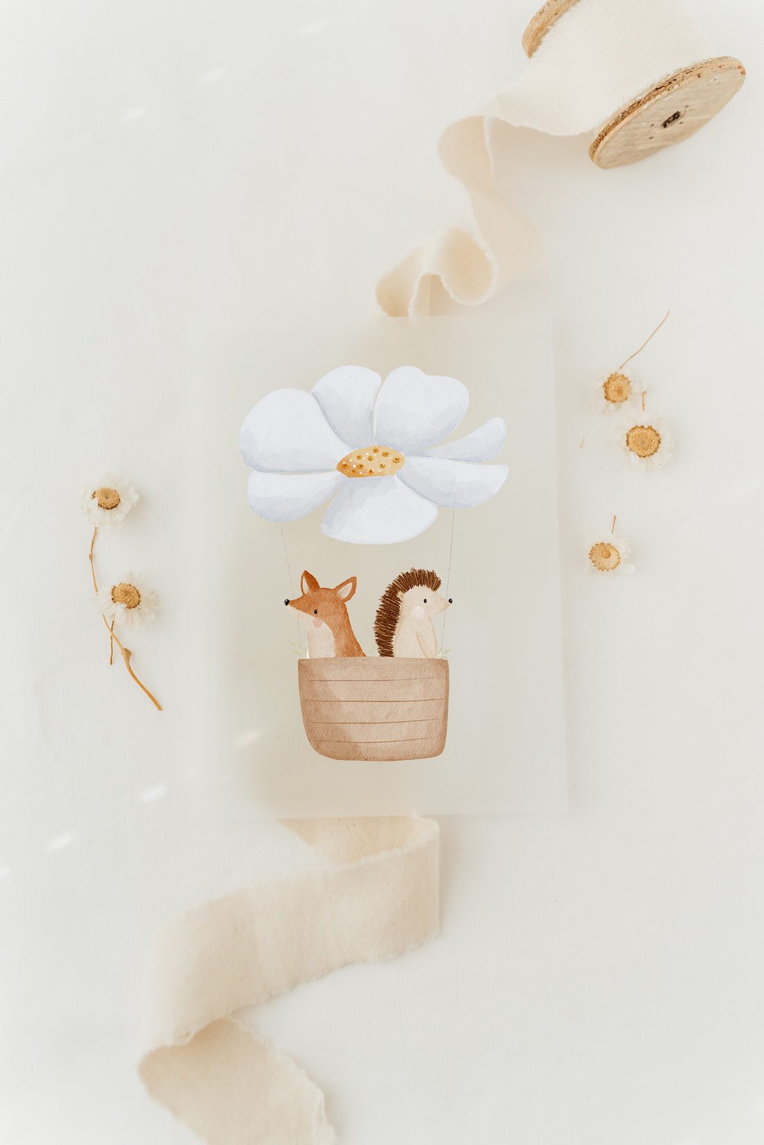 Hej Hanni Bügelbild Heißluftballon blaue Blume