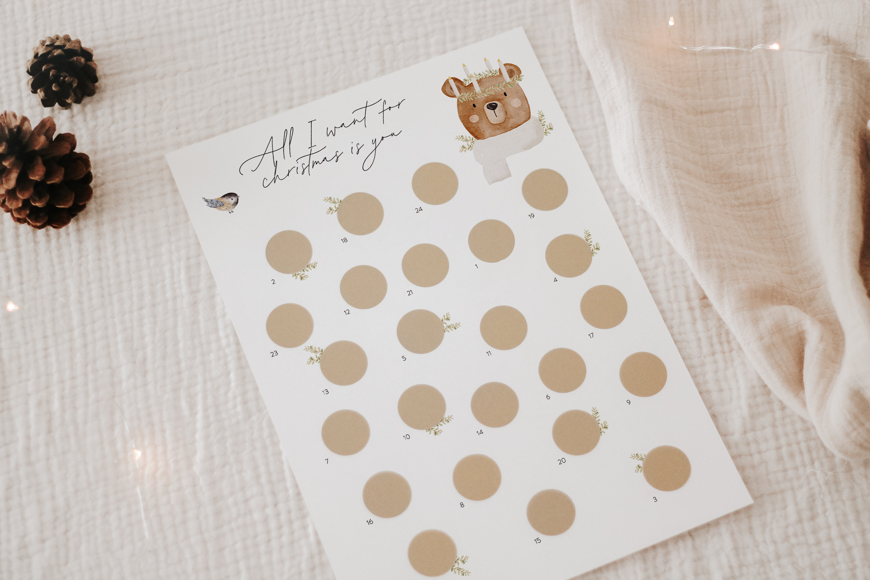 Hej Hanni Adventskalender zum Freirubbeln Bär