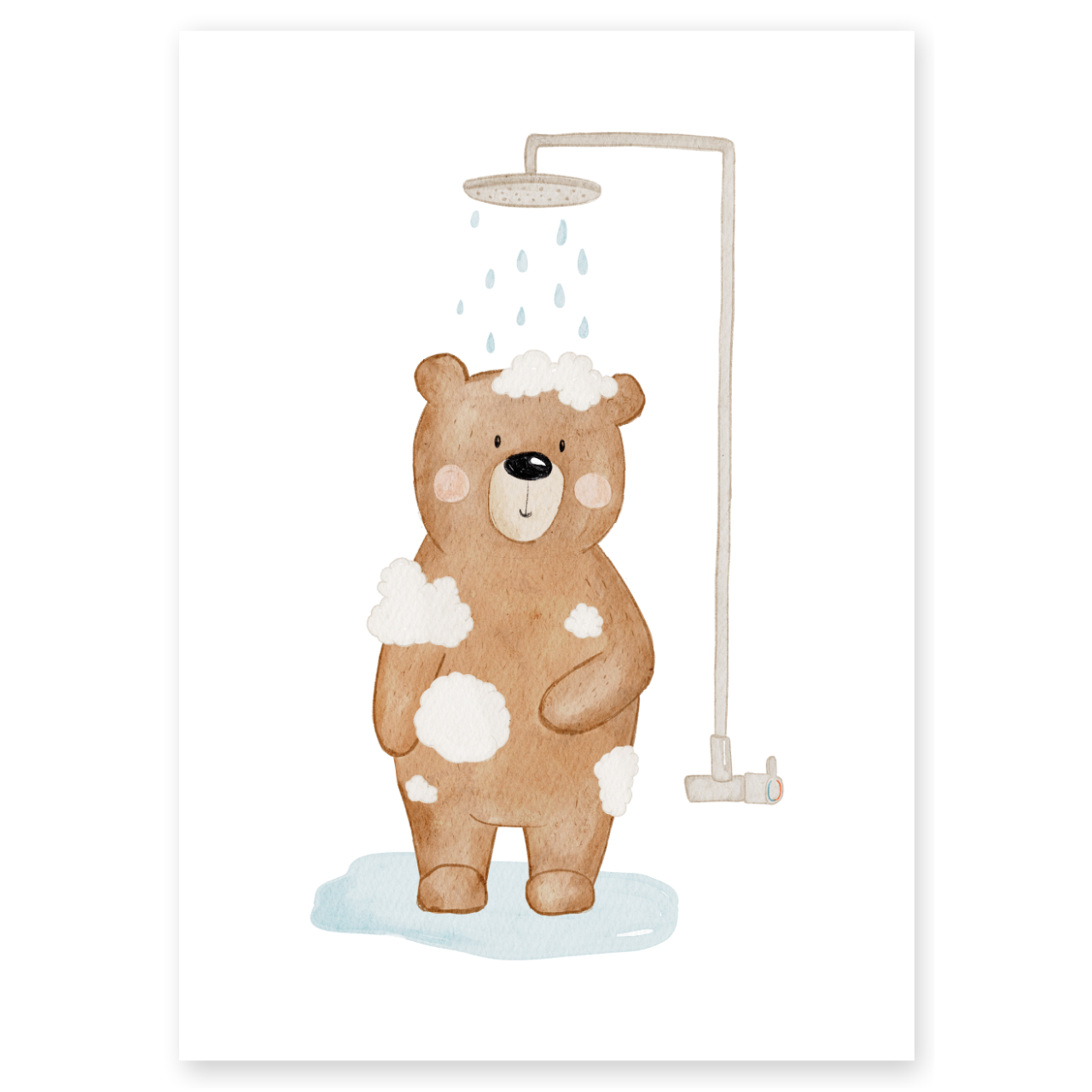 Kinderposter Bär Dusche Routineposter inkl. Rahmen