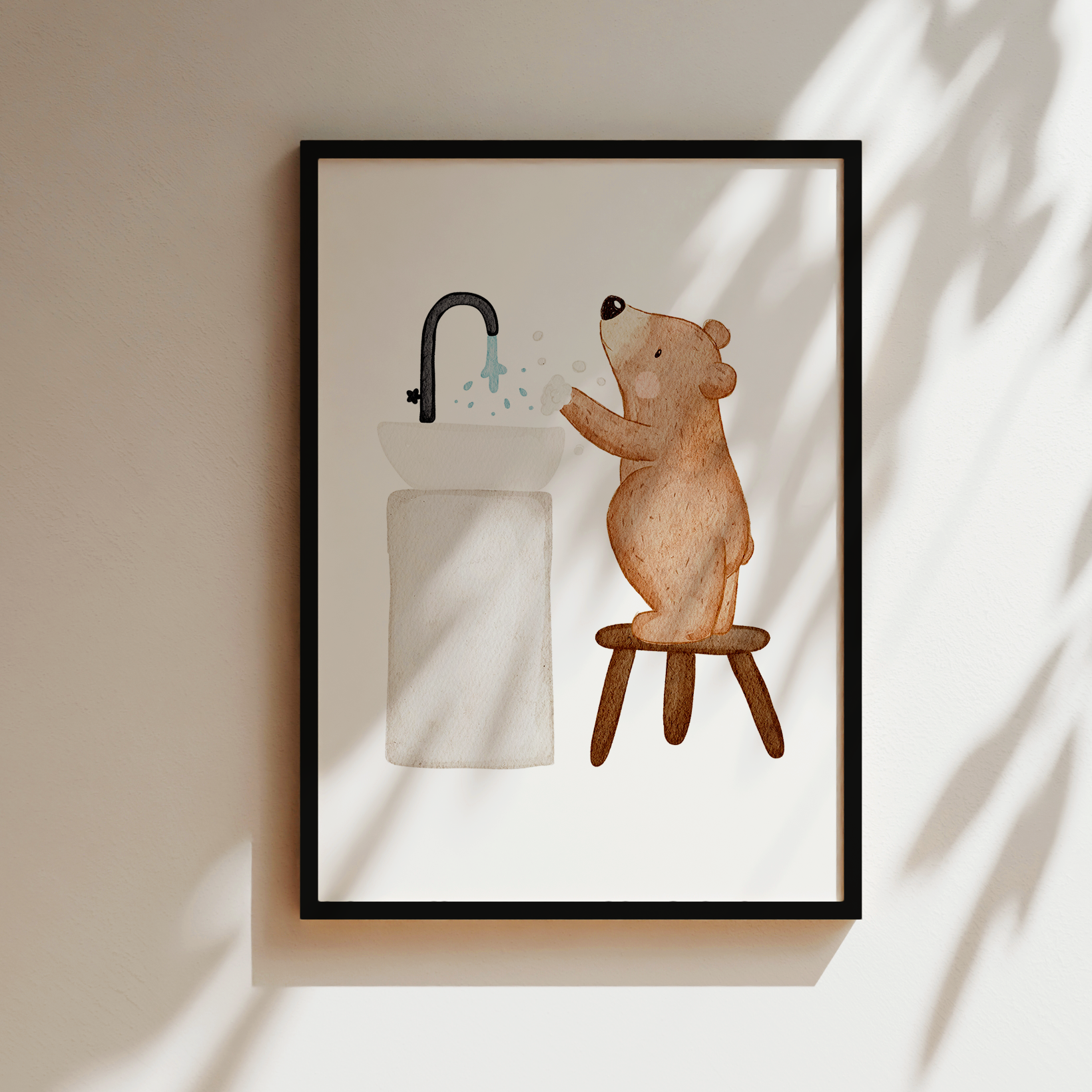 Kinderposter Bär Hände waschen Routineposter