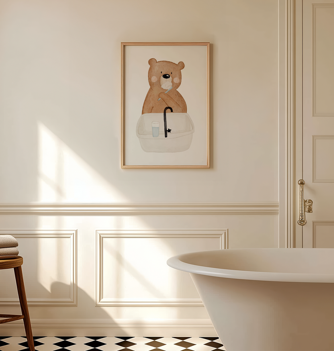 Kinderposter Bär Zähne putzen Routineposter