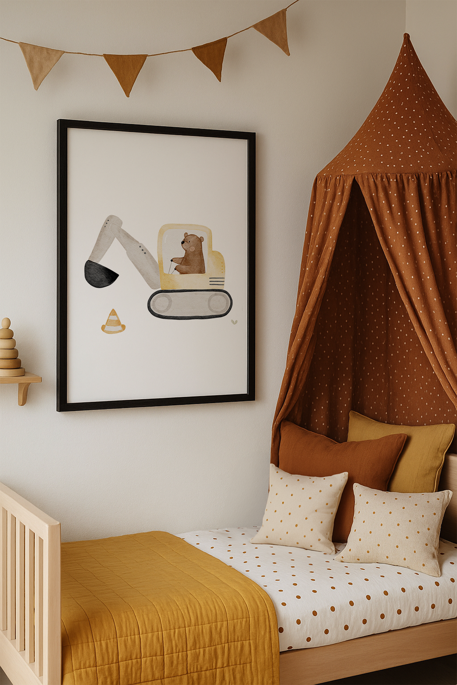 Kinderposter Bär im Bagger