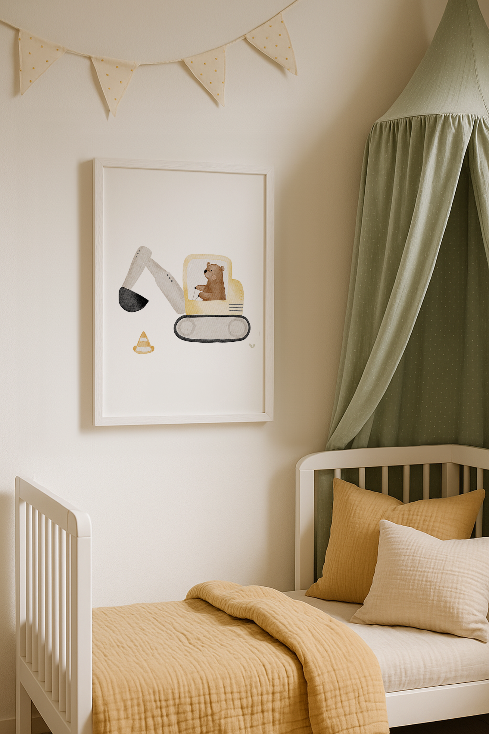 Kinderposter Bär im Bagger