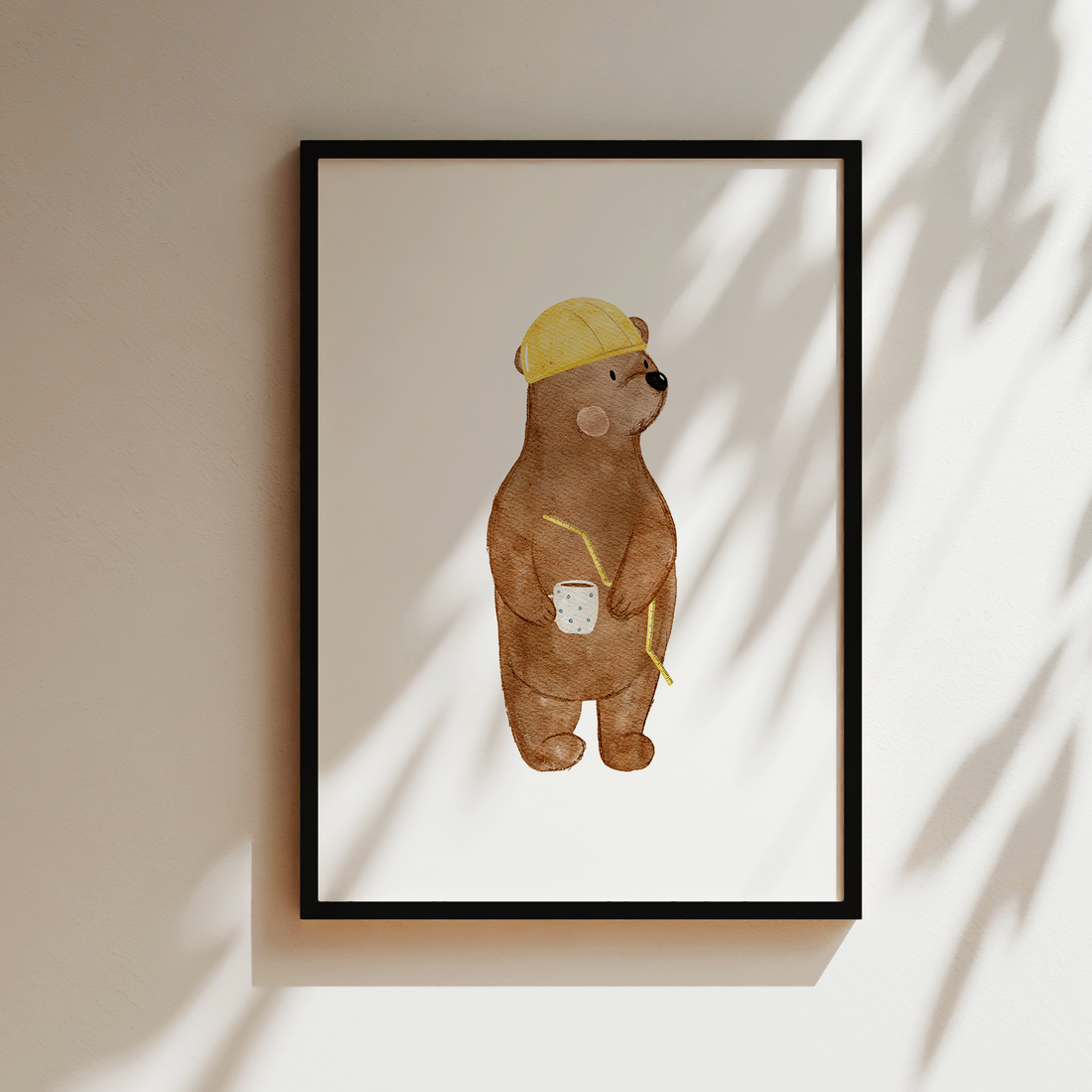 Kinderposter Bär Bauarbeiter inkl. Rahmen