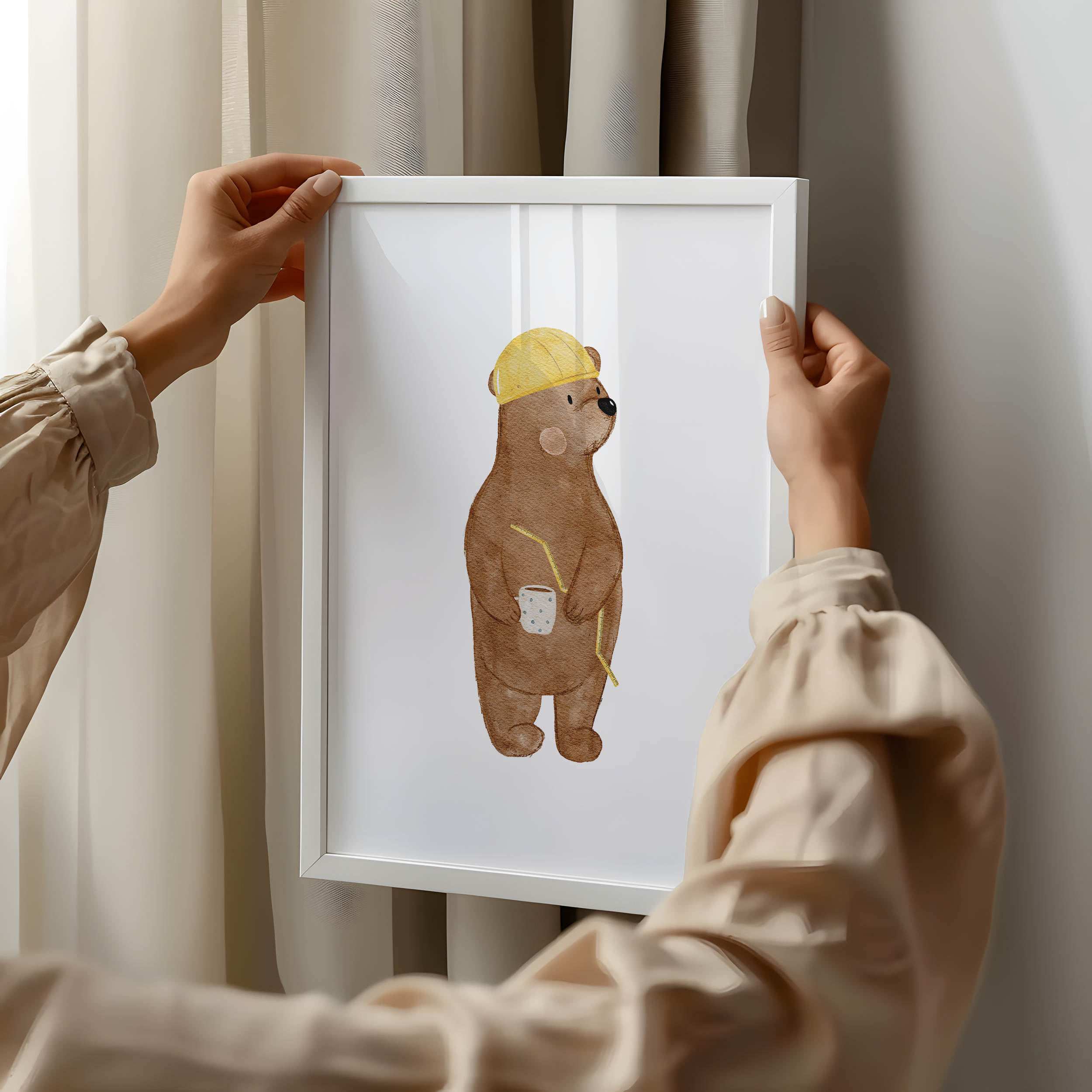 Kinderposter Bär Bauarbeiter