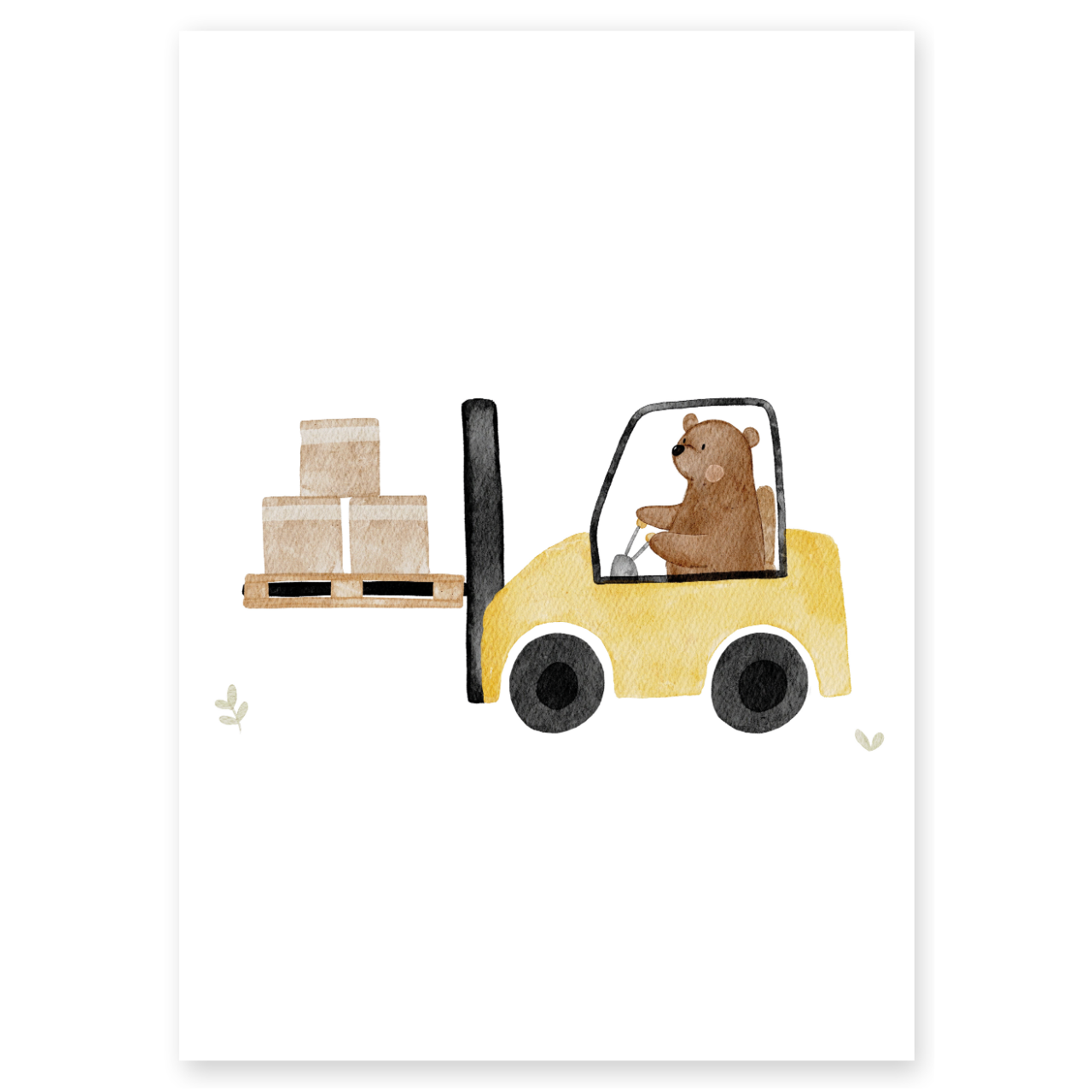 Kinderposter Bär Gabelstapler
