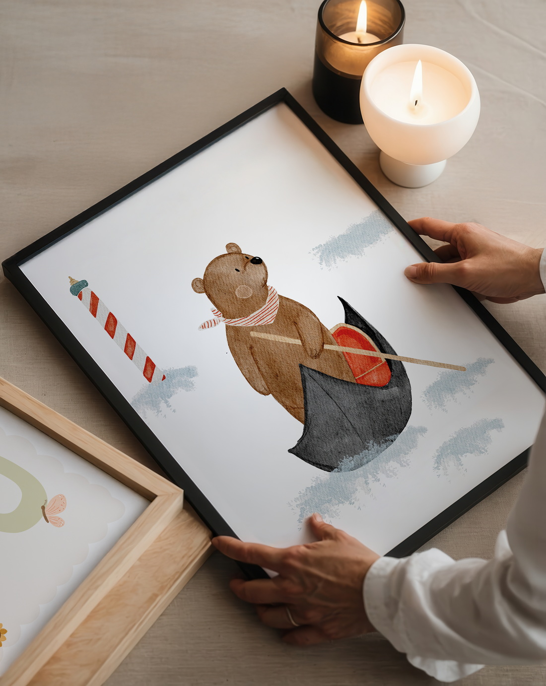 Kinderposter Bär Gondolbäri inkl. Rahmen