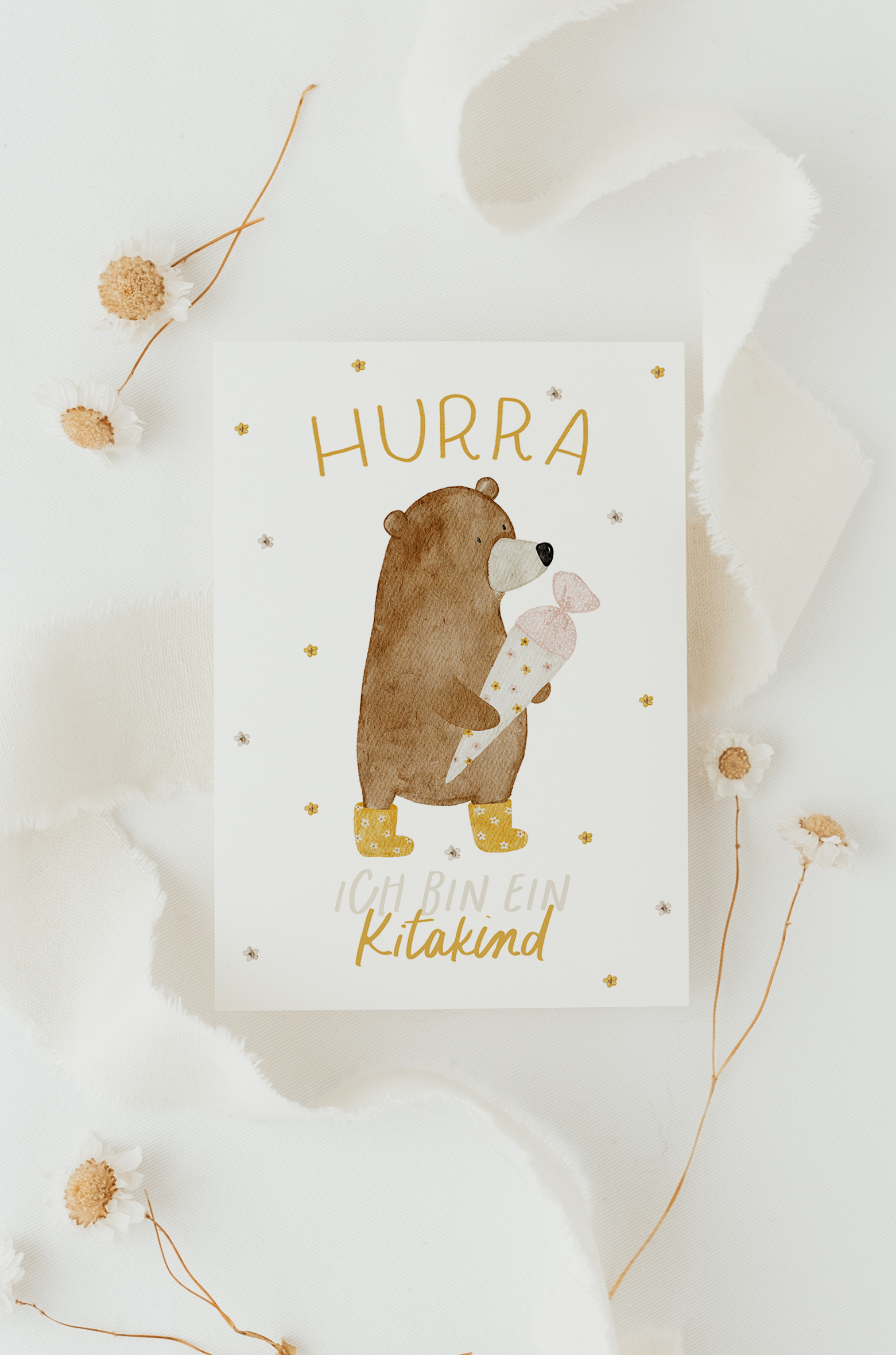Hej Hanni Postkarte Kindergartenkind Bär