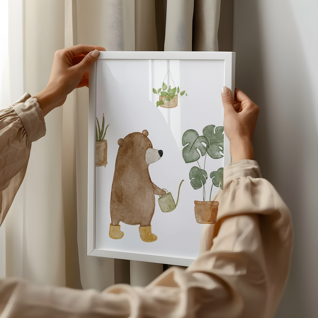 Kinderposter Bär Pflanzen inkl. Rahmen