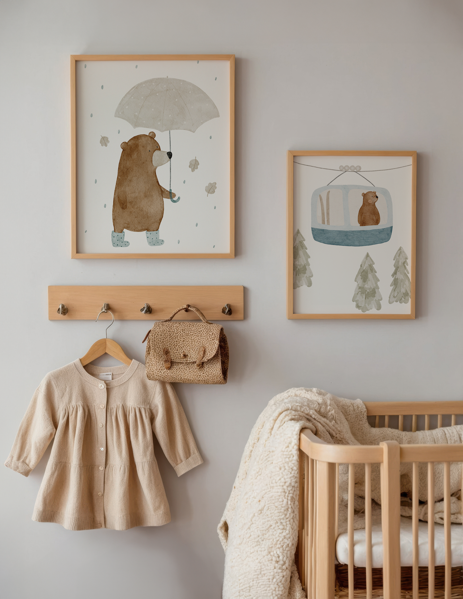 Kinderposter Bär Seilbahn