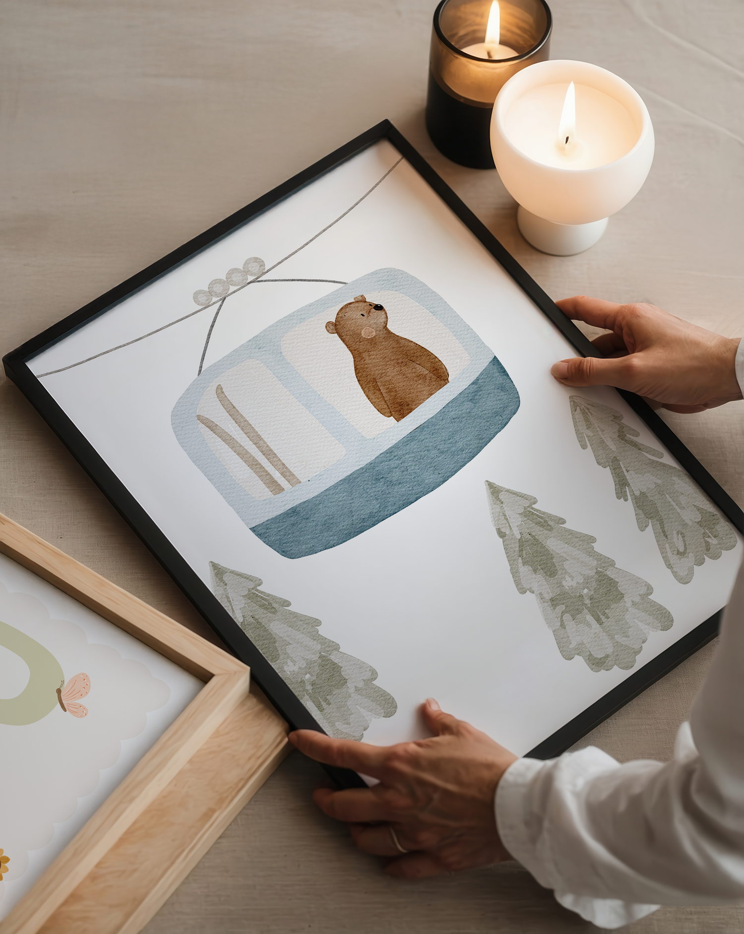 Kinderposter Bär Seilbahn