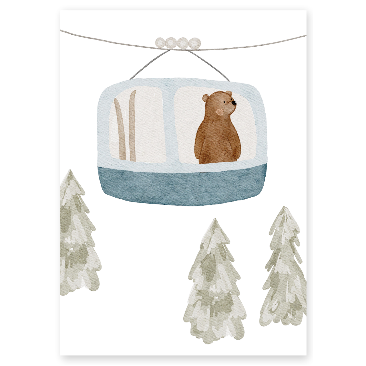 Kinderposter Bär Seilbahn