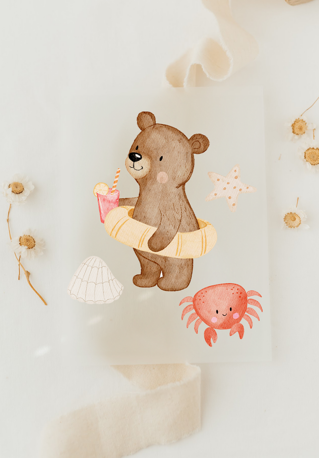 Hej Hanni Bügelbild Bär Sommer