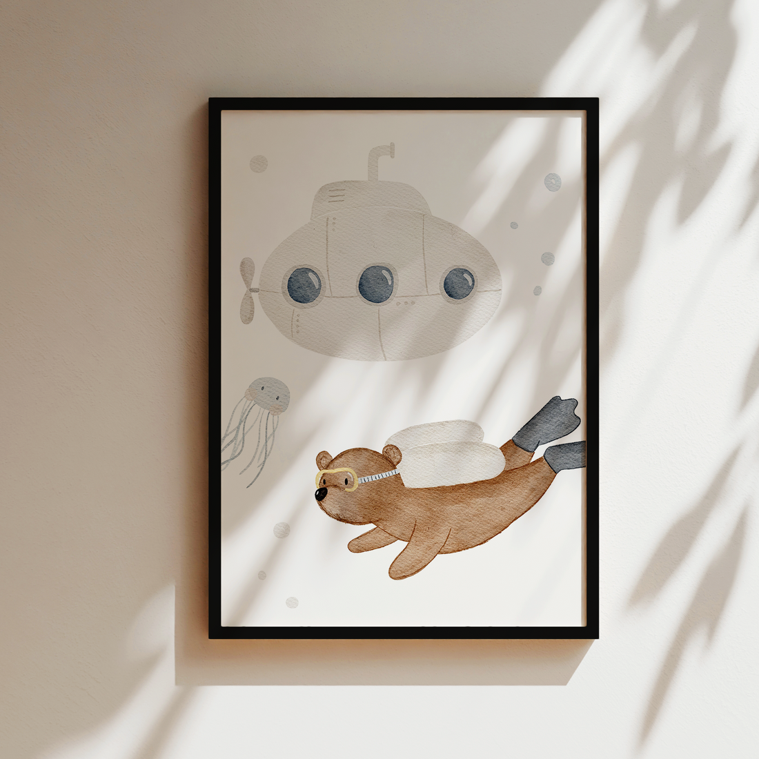 Kinderposter Bär Taucher inkl. Rahmen