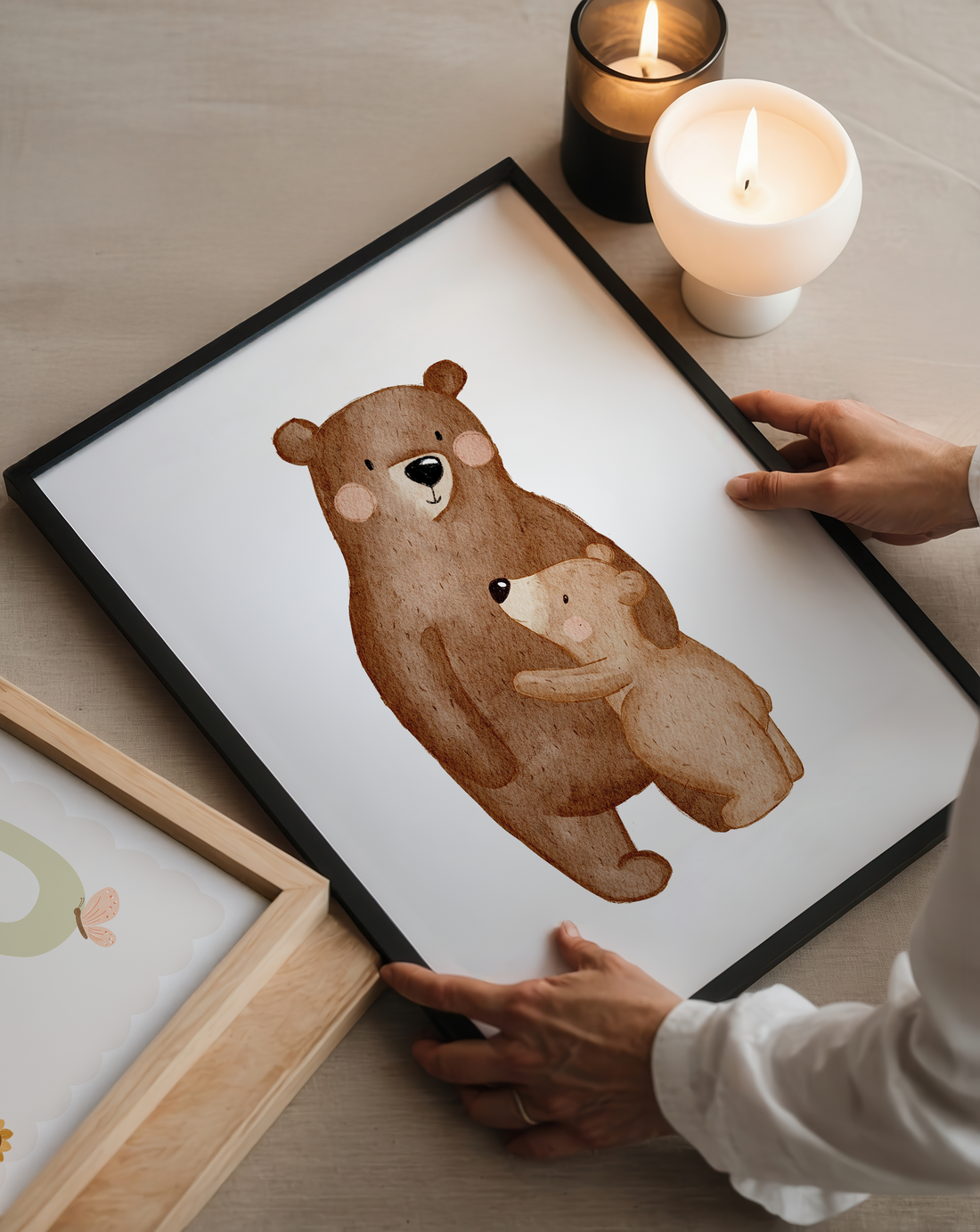 Kinderposter Bär Umarmung inkl. Rahmen