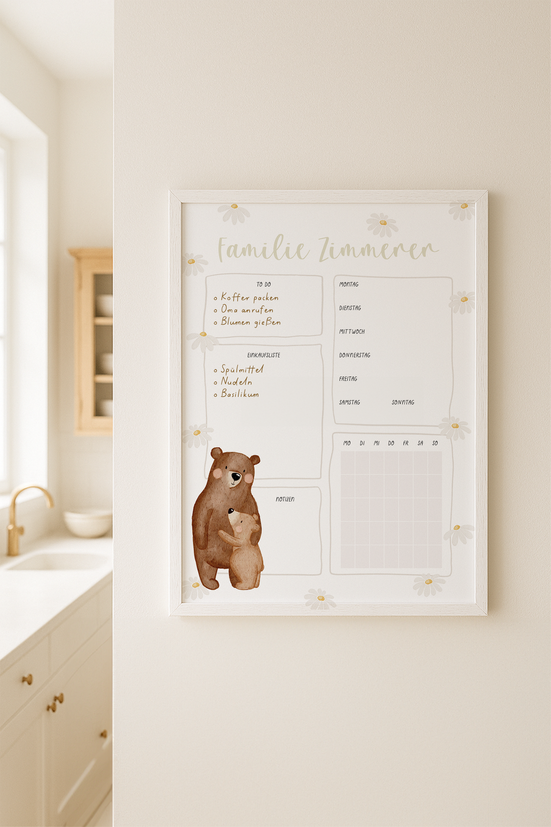 Familienplaner Bär Umarmung personalisiert mit Familiennamen