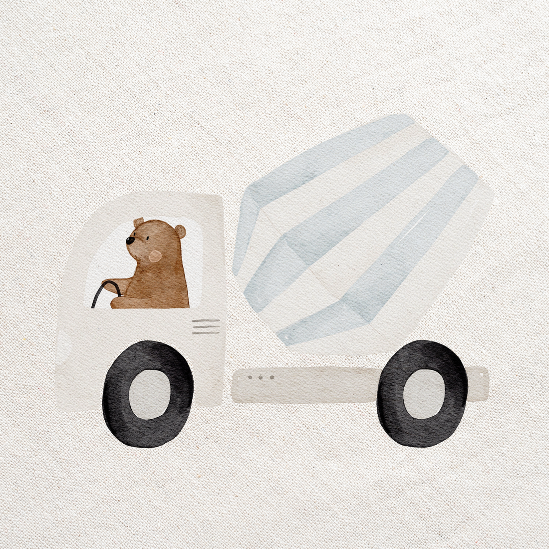 Hej Hanni Bügelbild Bär Betonmischer