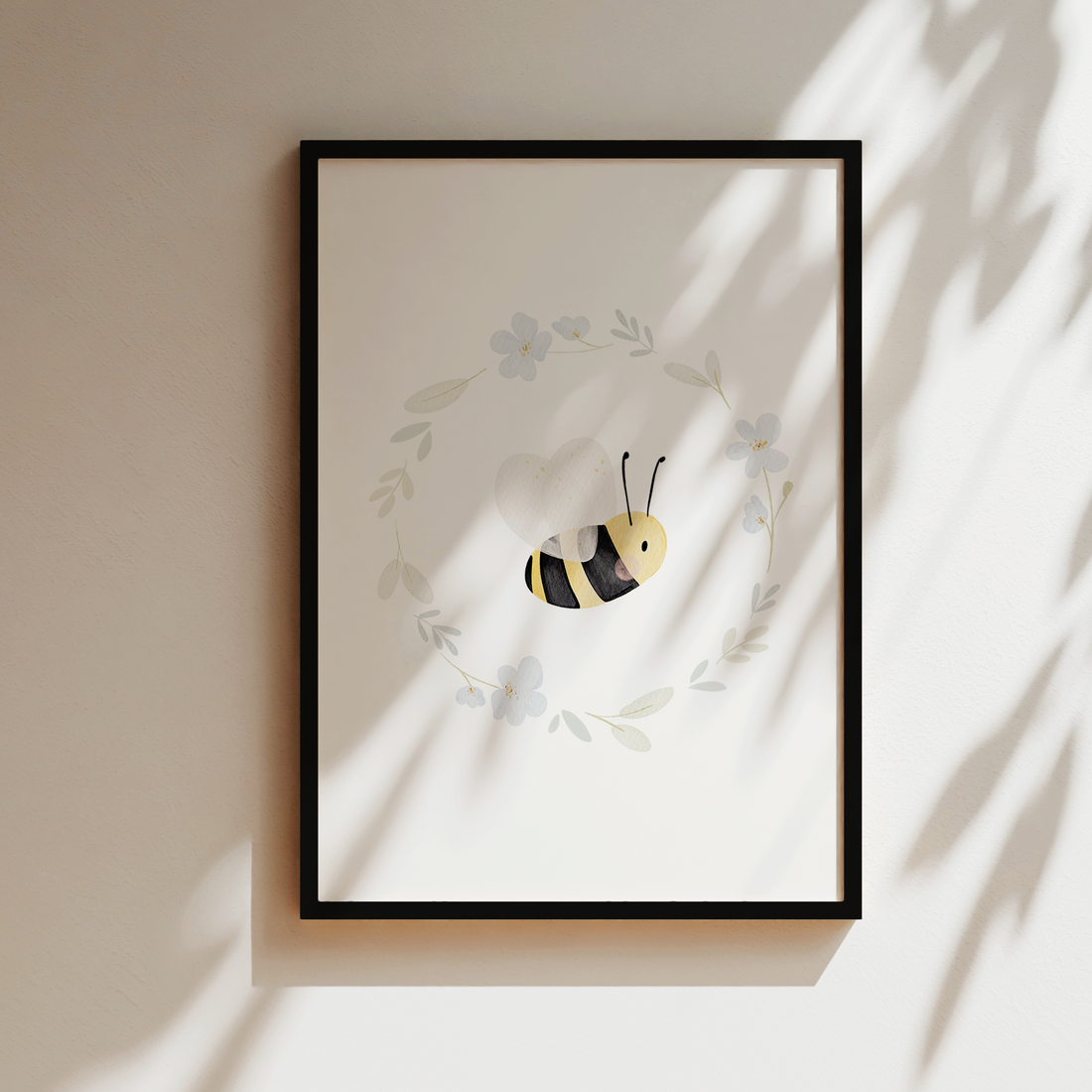 Kinderposter Biene Blumenkranz inkl. Rahmen