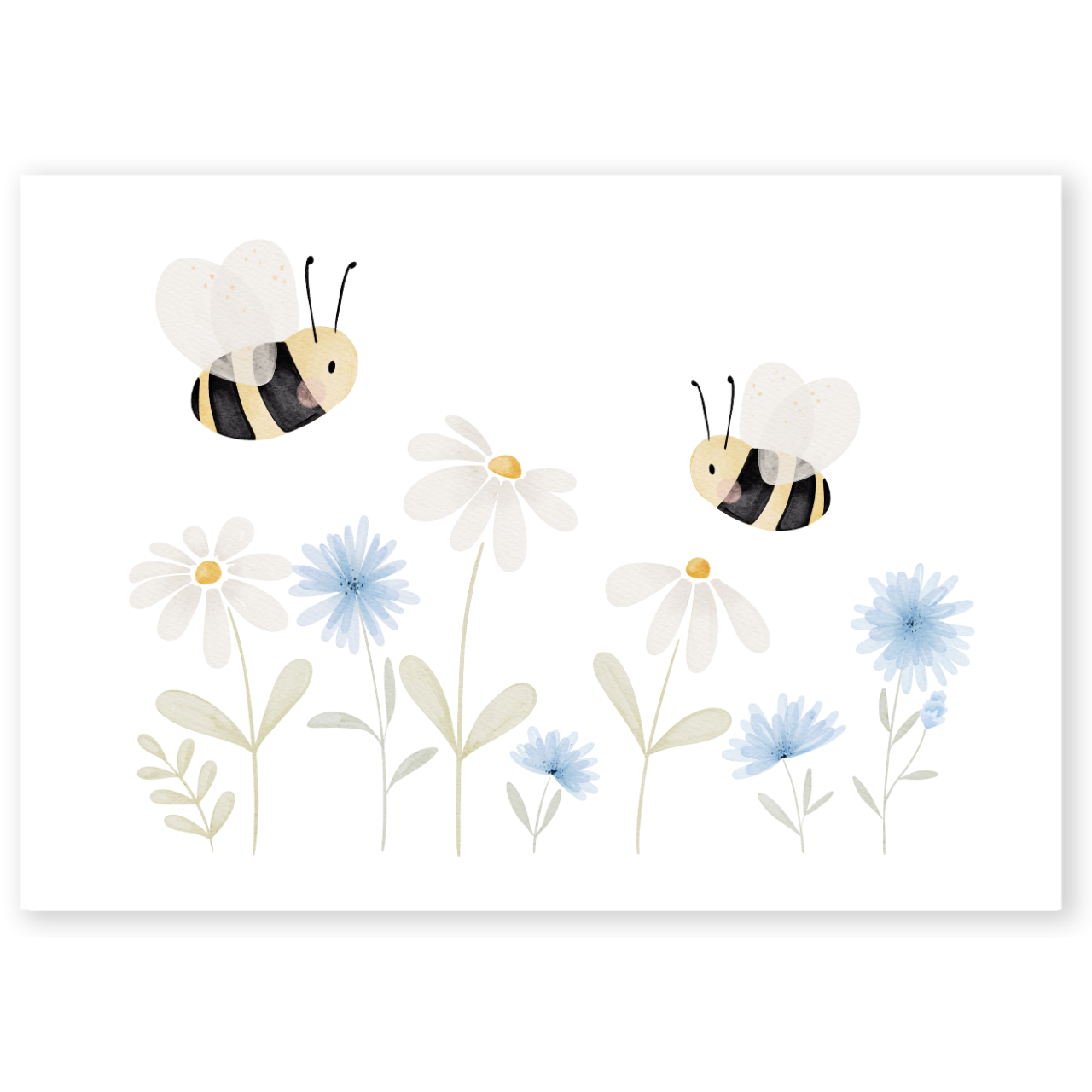 Kinderposter Bienen Blumenwiese Kornblumen