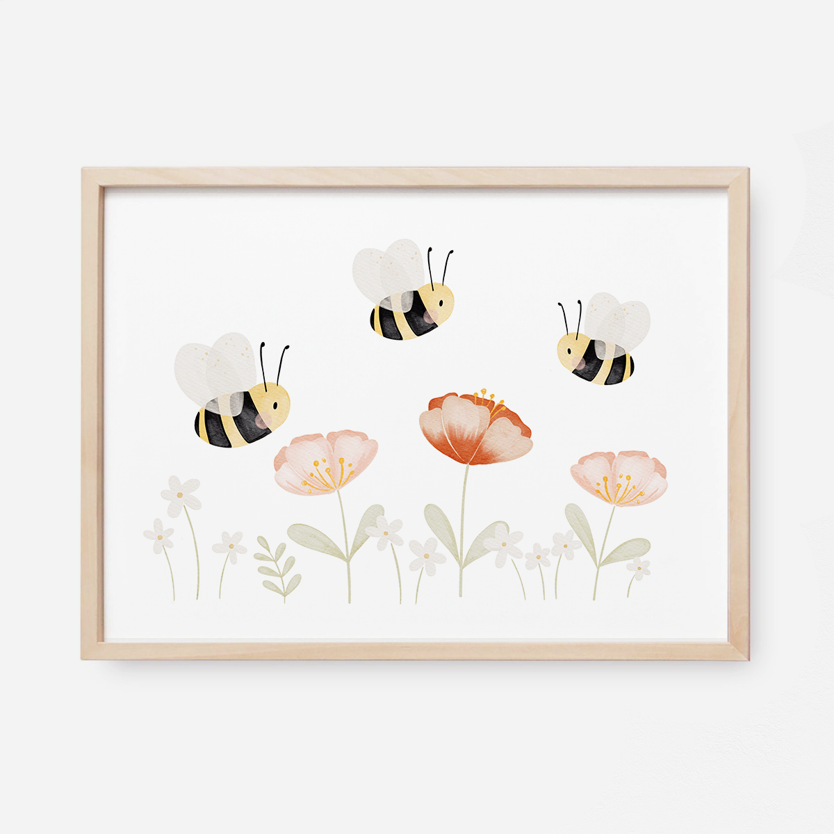 Kinderposter Bienen Blumenwiese Mohnblumen