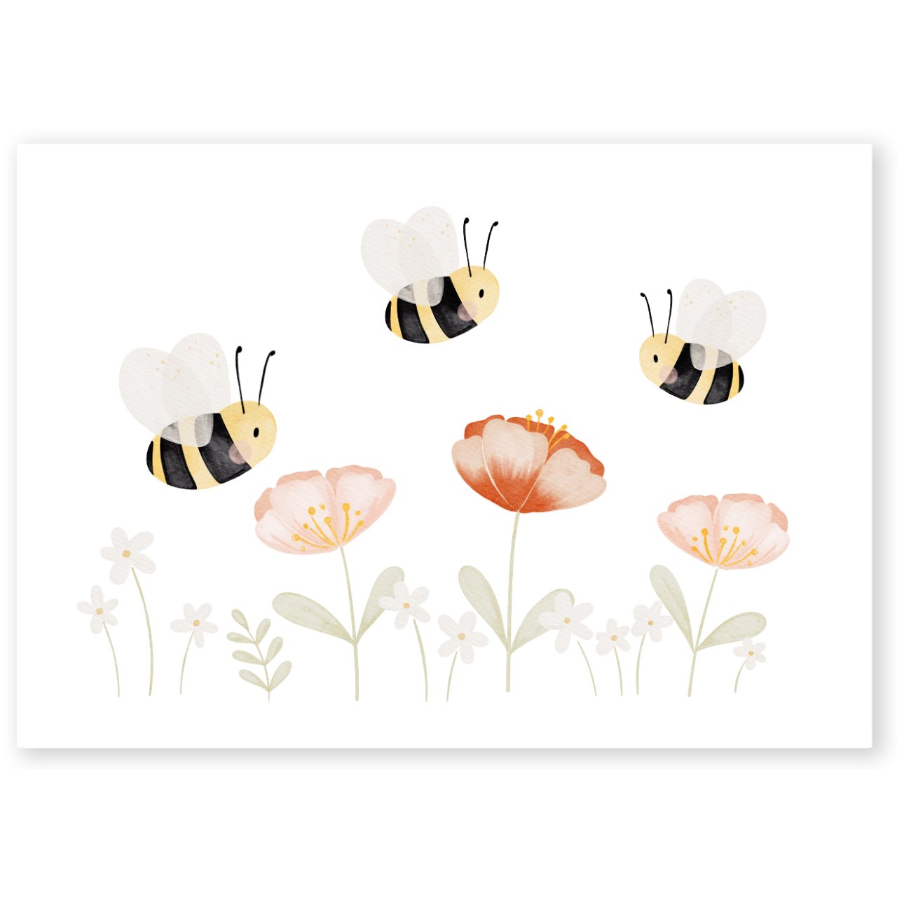 Kinderposter Bienen Blumenwiese Mohnblumen