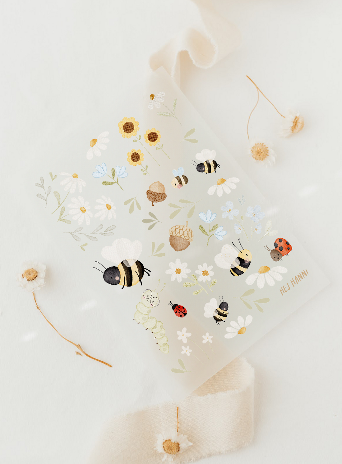 Hej Hanni Bügelbilderset A6 Bienchen & Blümchen