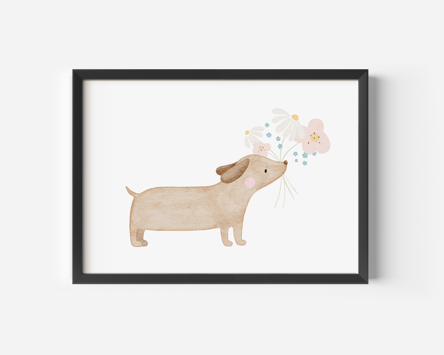 Kinderposter Dackel Blumen