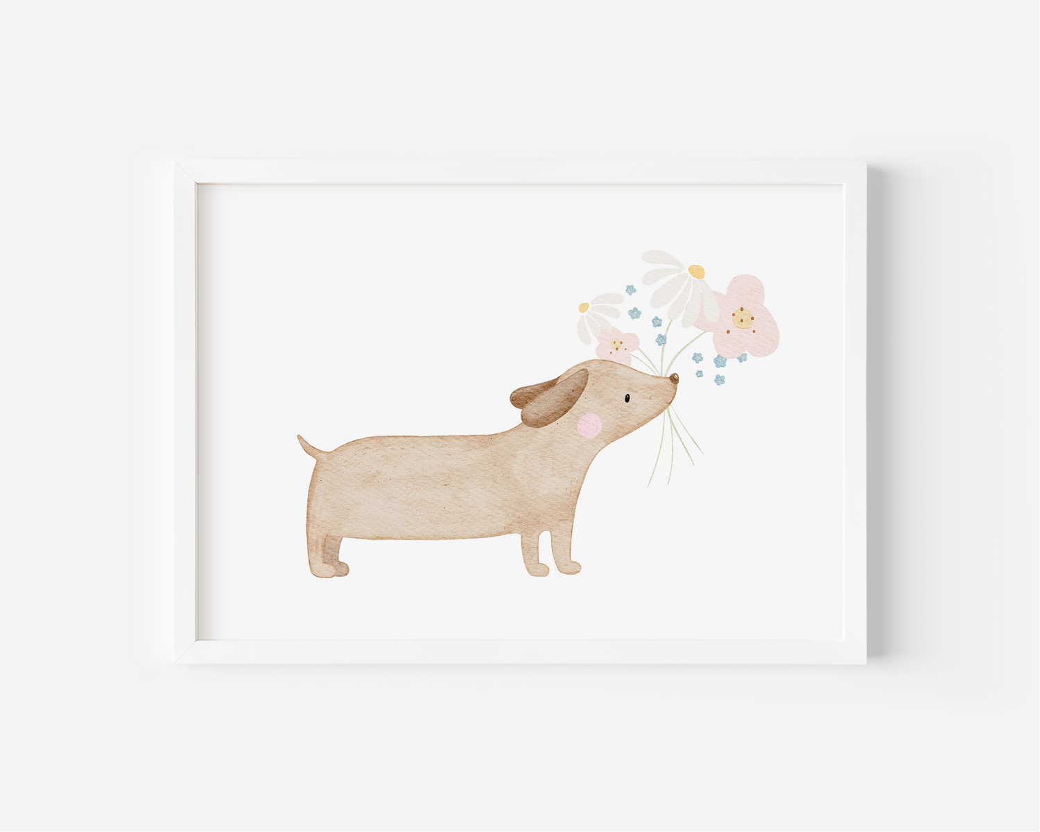 Kinderposter Dackel Blumen