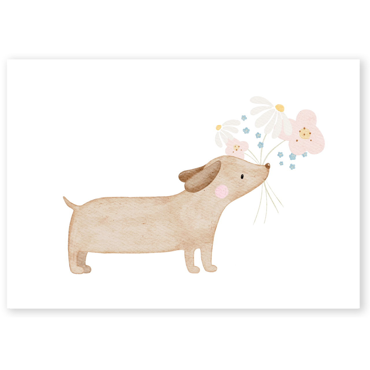 Kinderposter Dackel Blumen