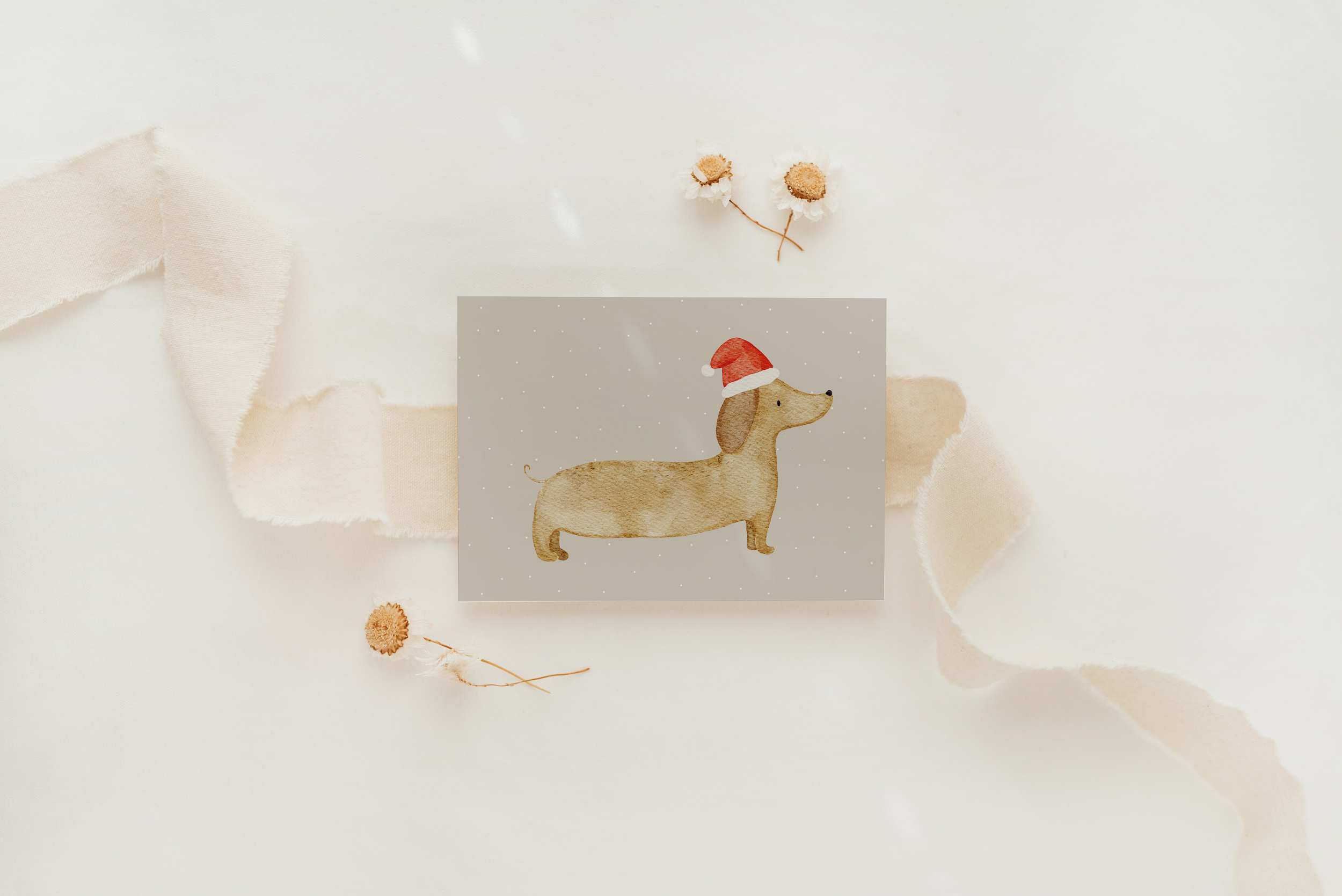 Hej Hanni Weihnachtskarte Dackel Mütze