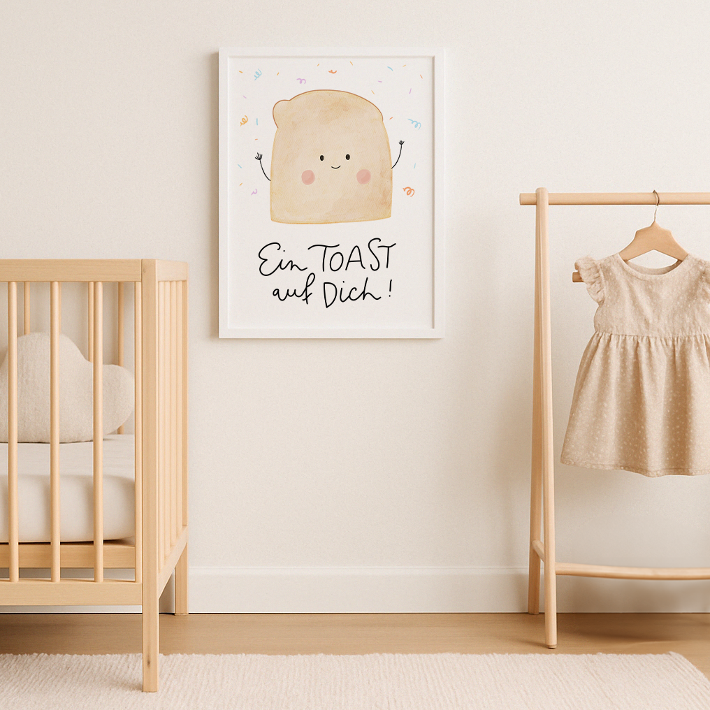 Kinderposter Ein Toast auf Dich inkl. Rahmen