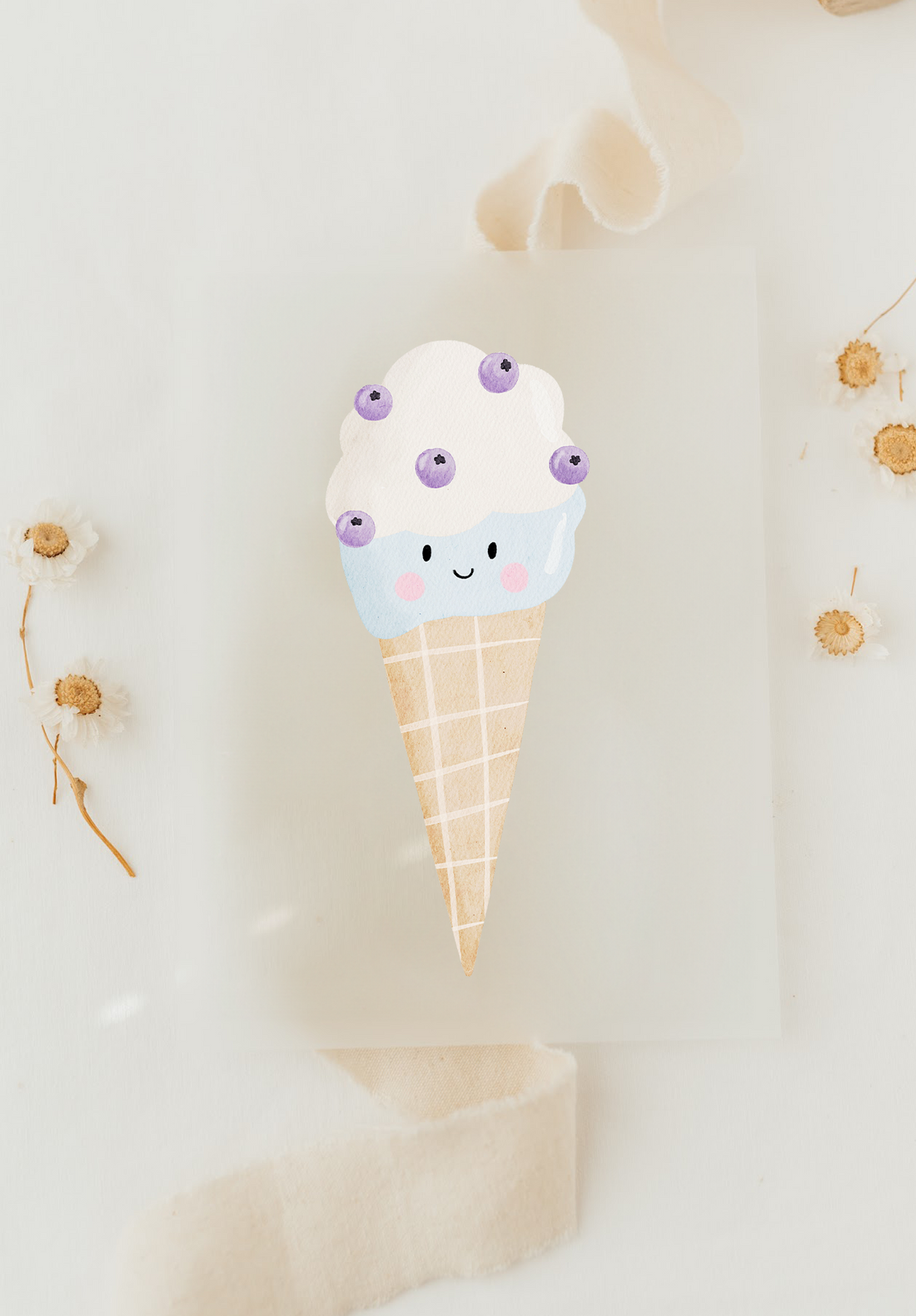 Hej Hanni Bügelbild Eis mit Blaubeeren