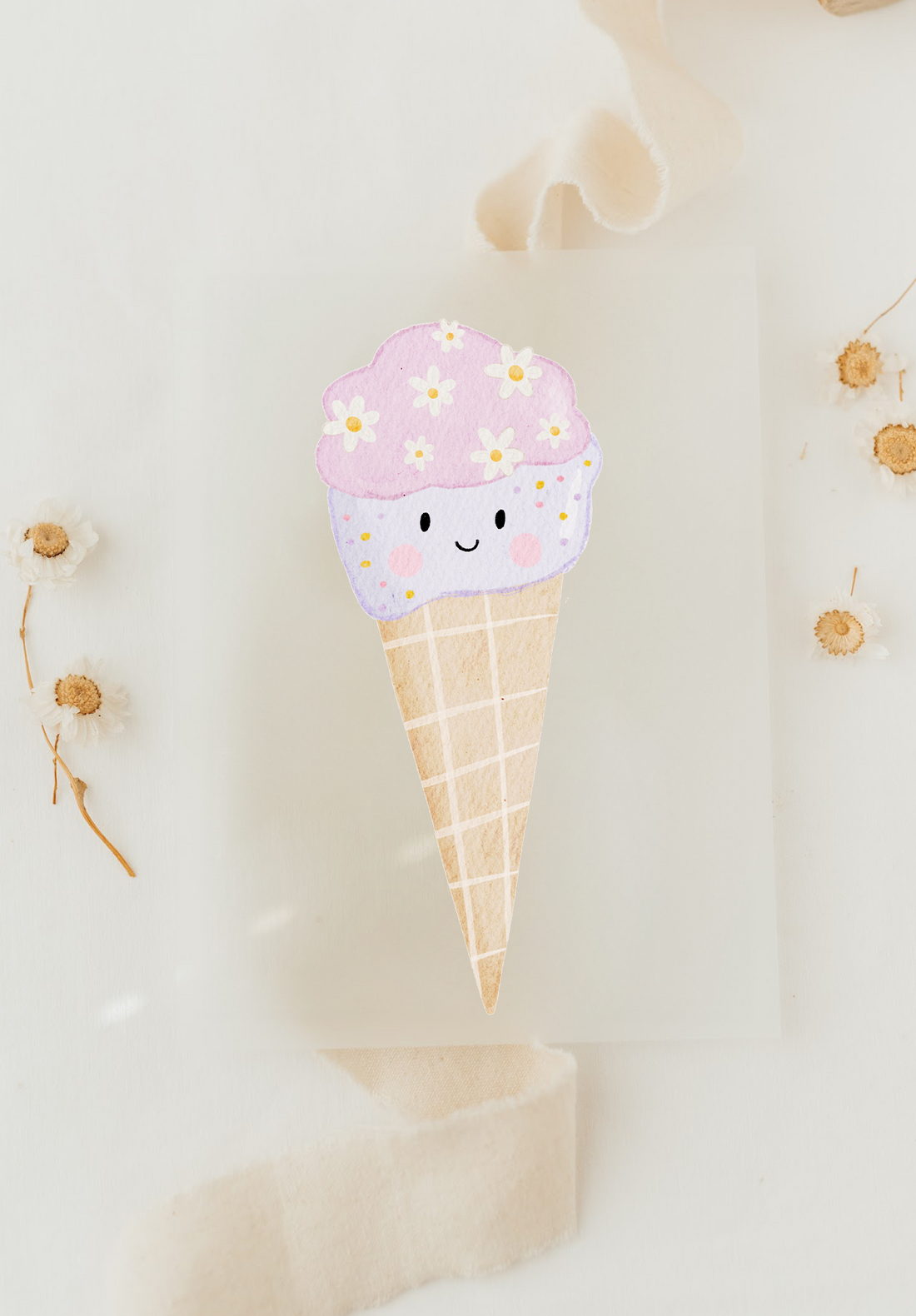 Hej Hanni Bügelbild Eis mit Blümchen