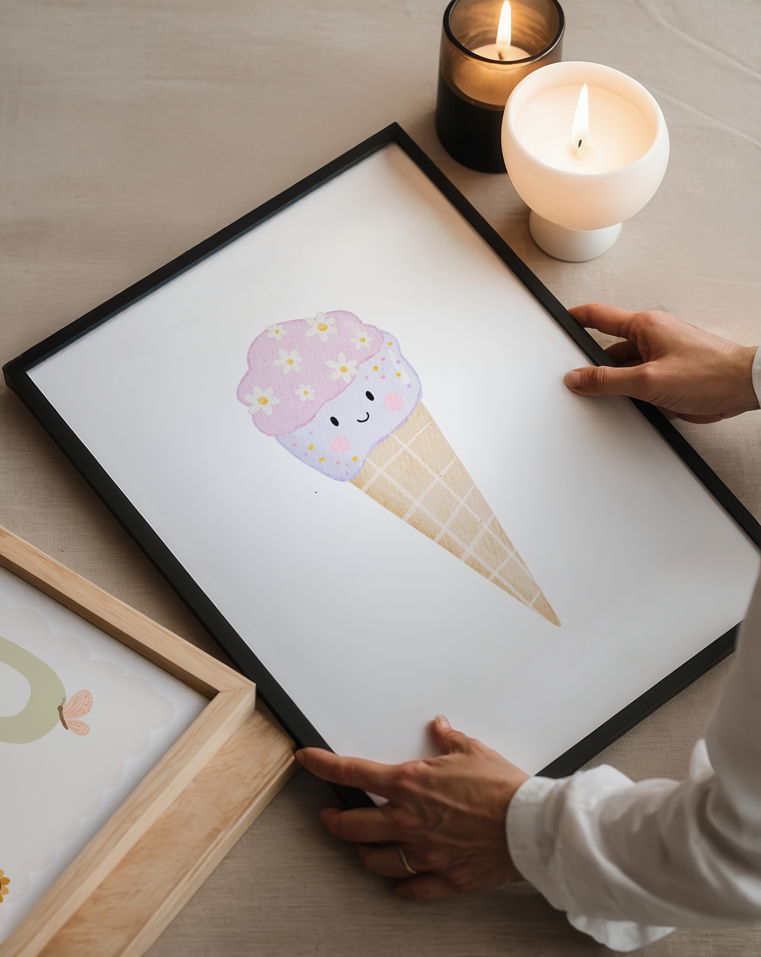 Kinderposter Eis mit Blümchen