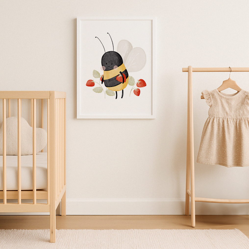 Kinderposter Erdbeer-Biene