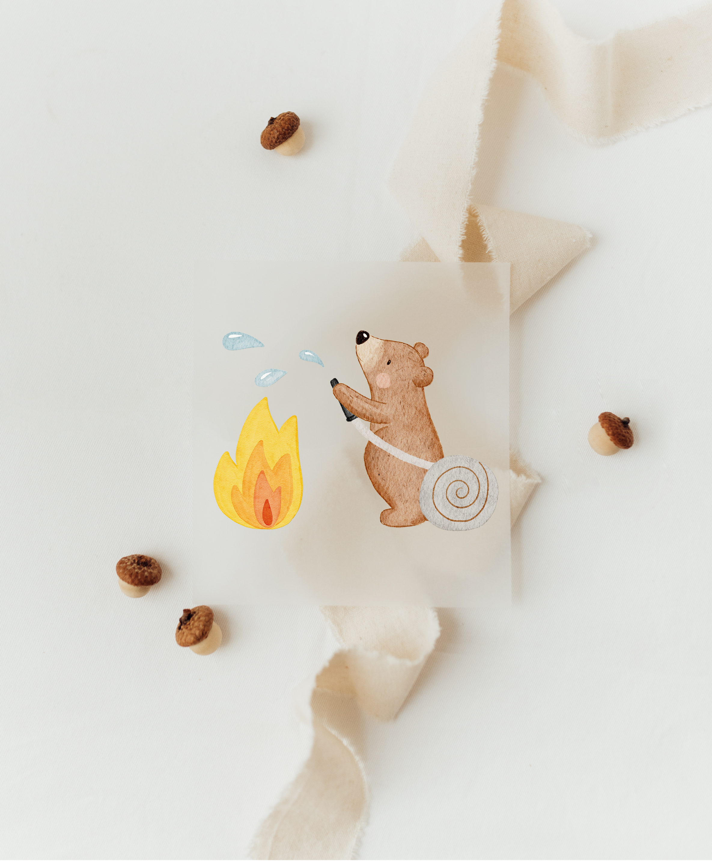 Hej Hanni Bügelbild Bär Feuer